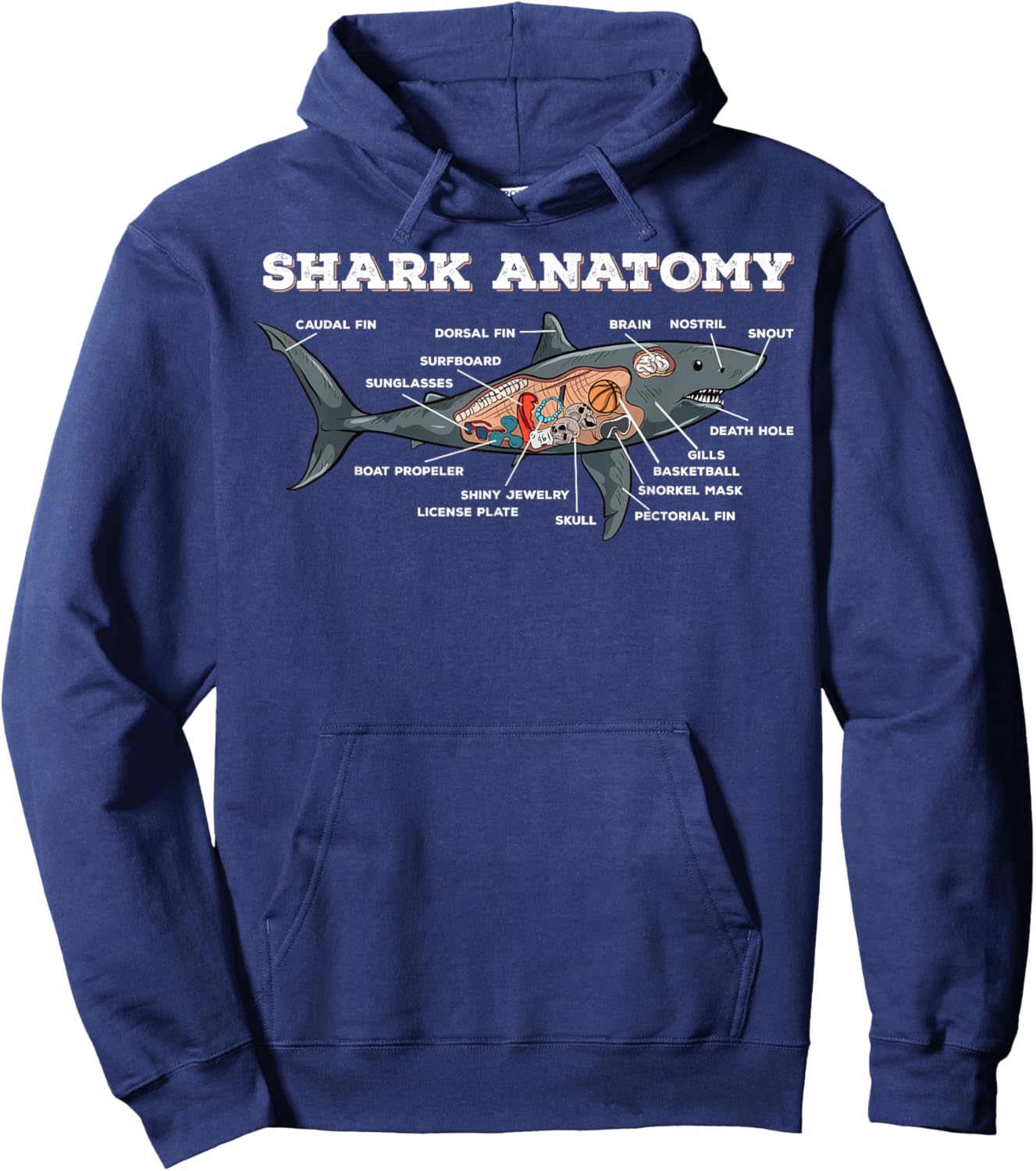 Anatomy Of A Great White Shark Funny Shark Lover Hoodie - Hoodie | Navy
