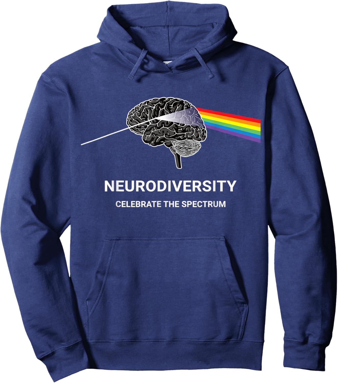 Neurodiversity Autism Spectrum ASD ADHD Rainbow Brain Hoodie - Hoodie | Navy