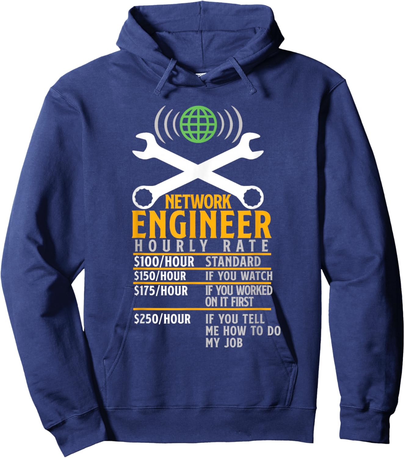 Network Engineer Hourly Rate joke System Admin Hoodie - Hoodie | Navy