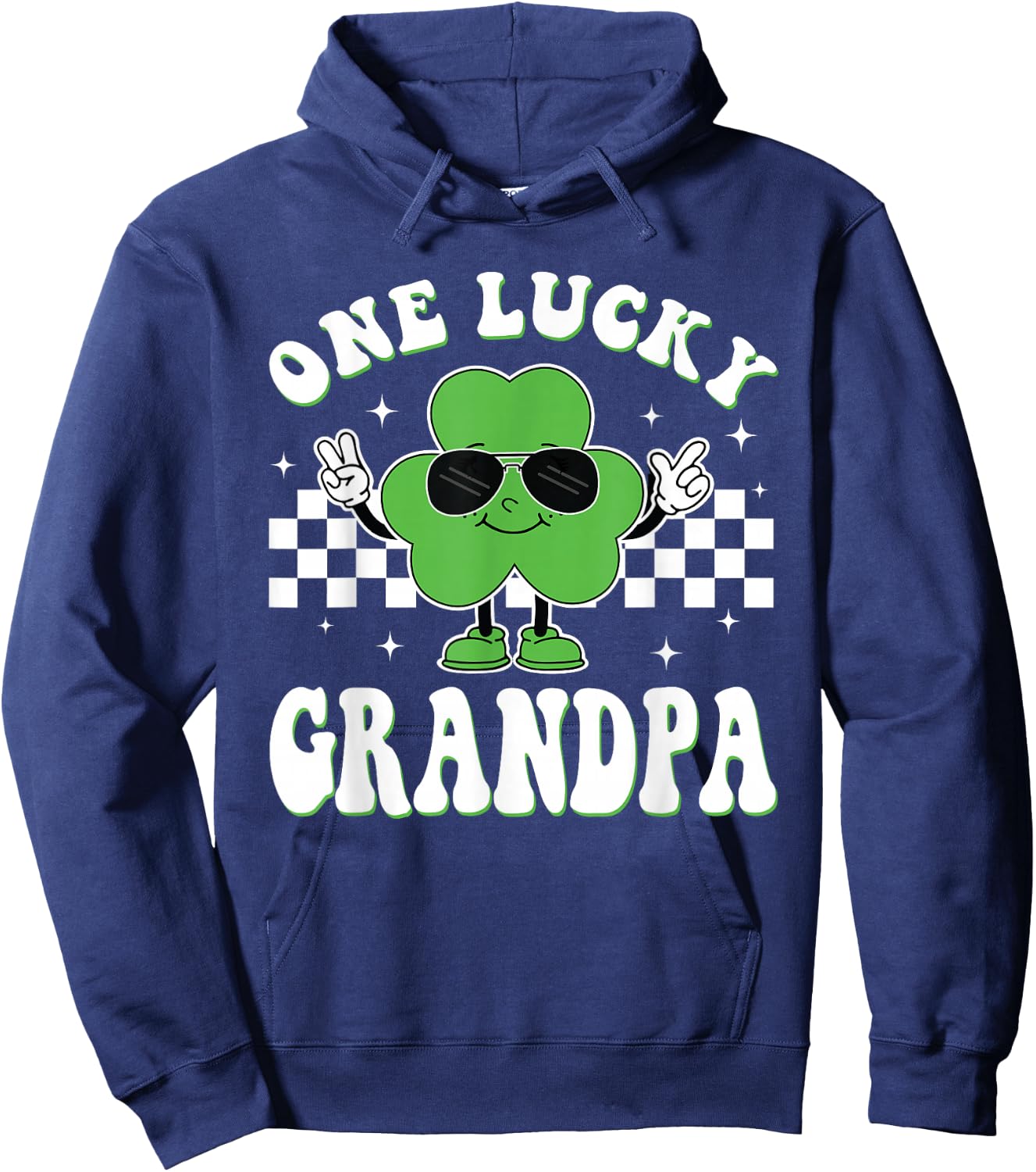 One Lucky Grandpa St Patrick's Day Irish Grandpa Shamrock Hoodie - Hoodie | Navy