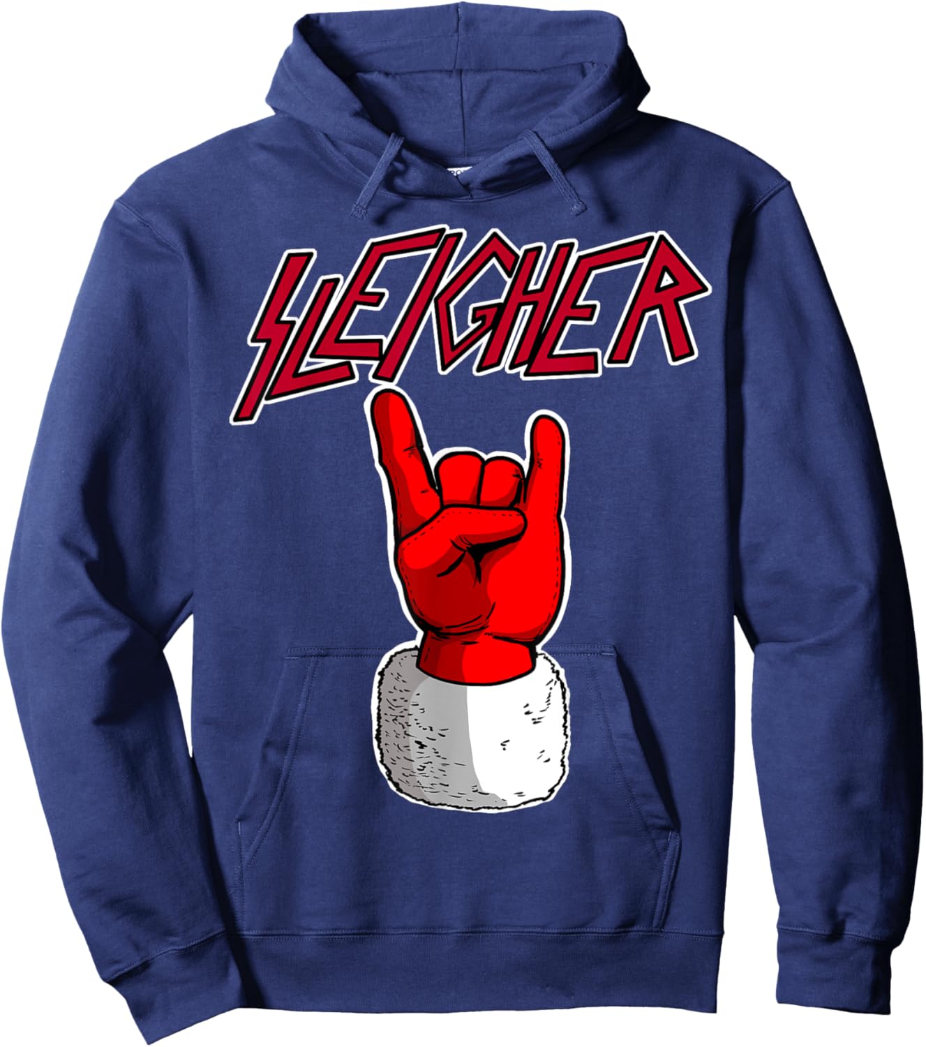 Sleigher Santa Claus Metal Christmas funny Hail Santa Hoodie - Hoodie | Navy