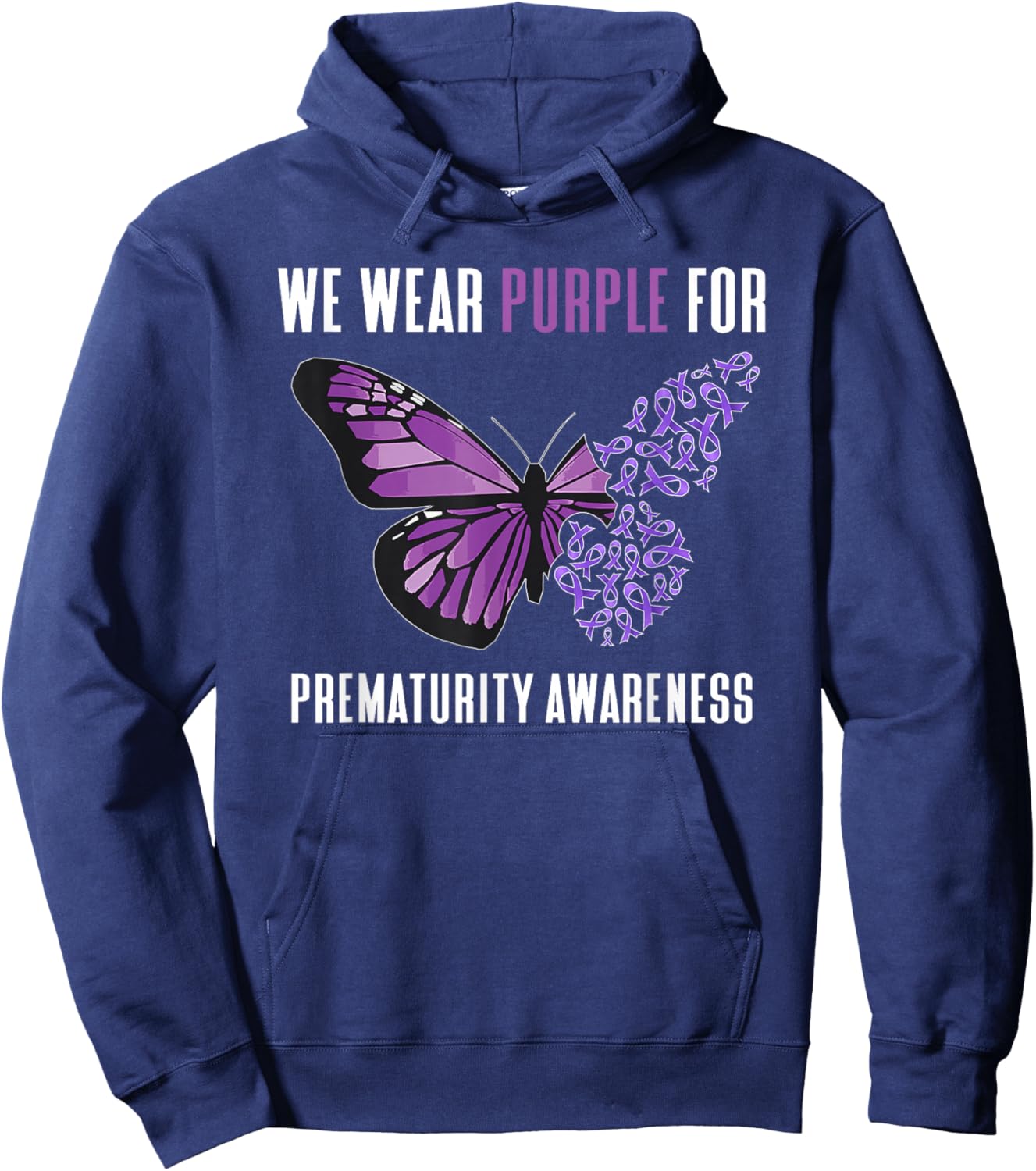 We Wear Purple Prematurity Awareness Nicu Dad Preemie Mom Hoodie - Hoodie | Navy