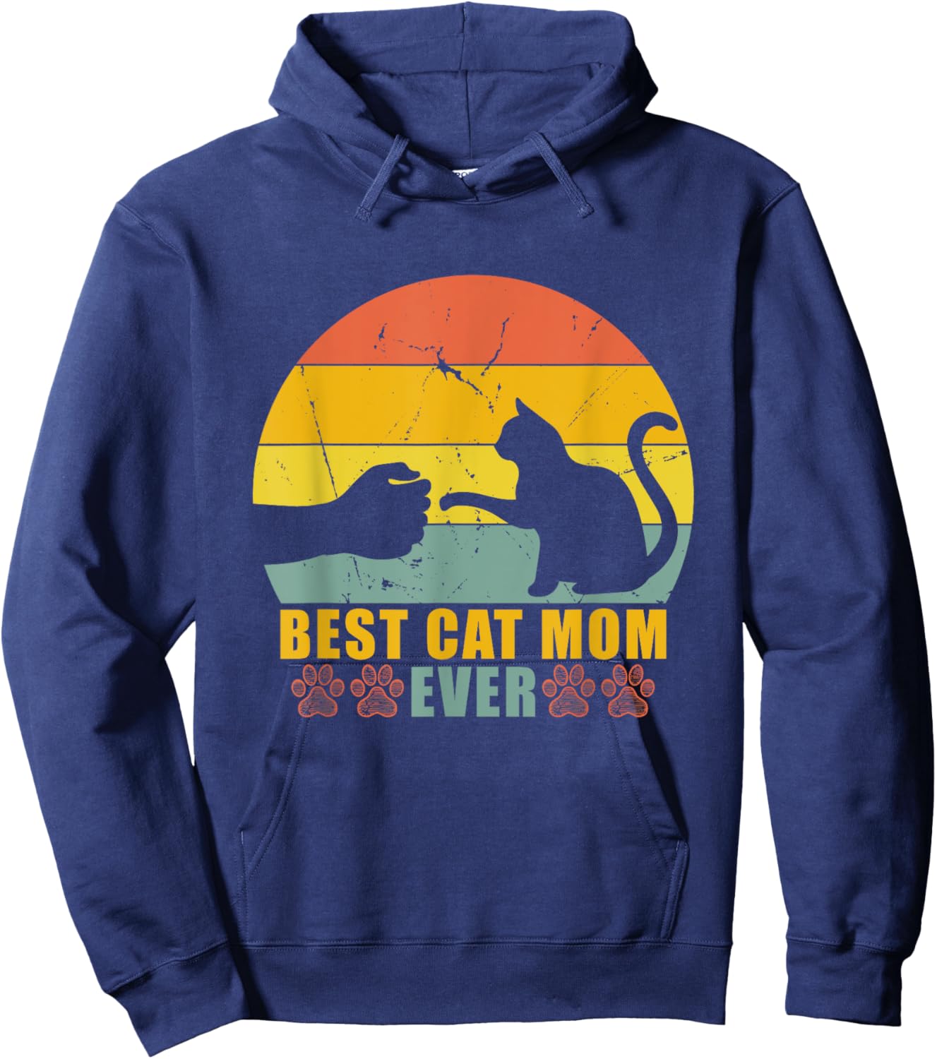 Best Cat Mom Ever Retro Vintage Mothers Day Hoodie - Hoodie | Navy