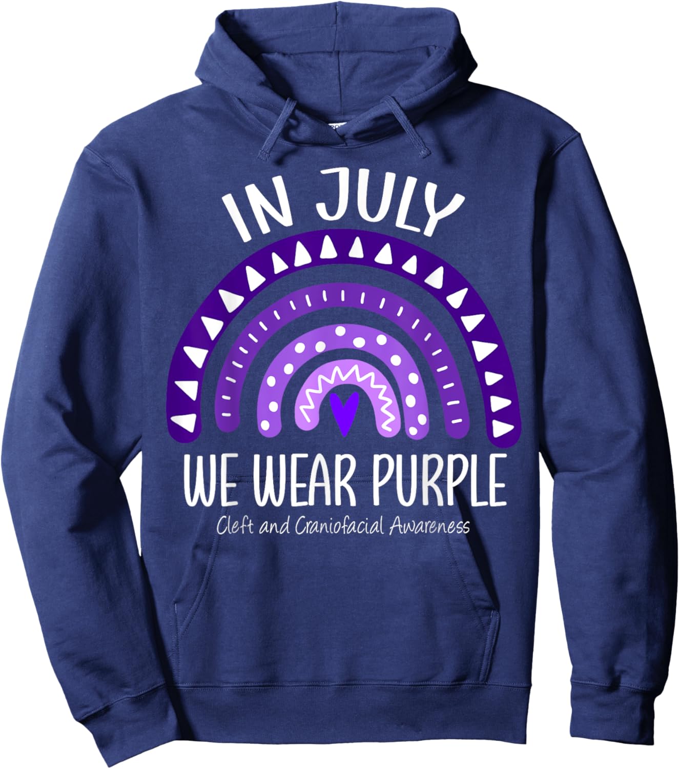 Rainbow July We Wear Purple Cleft and Craniofacial Awareness Hoodie - Hoodie | Navy
