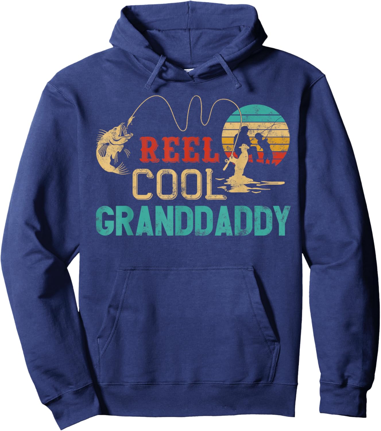 Reel Cool Granddaddy vintage funny fishing rod gifts grandpa Hoodie - Hoodie | Navy