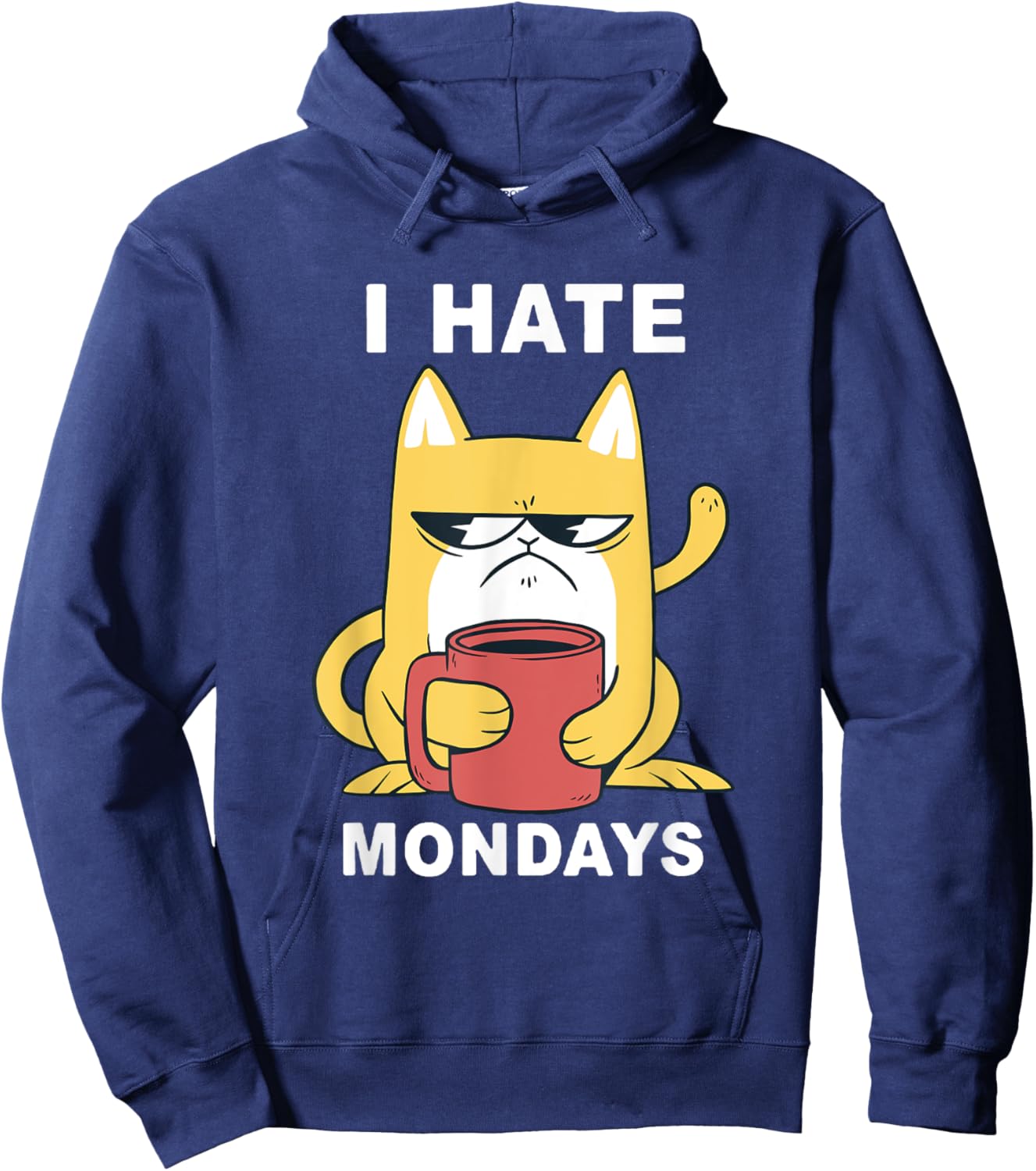 Funny I Hate Mondays Coffee Cat Hoodie - Hoodie | Navy