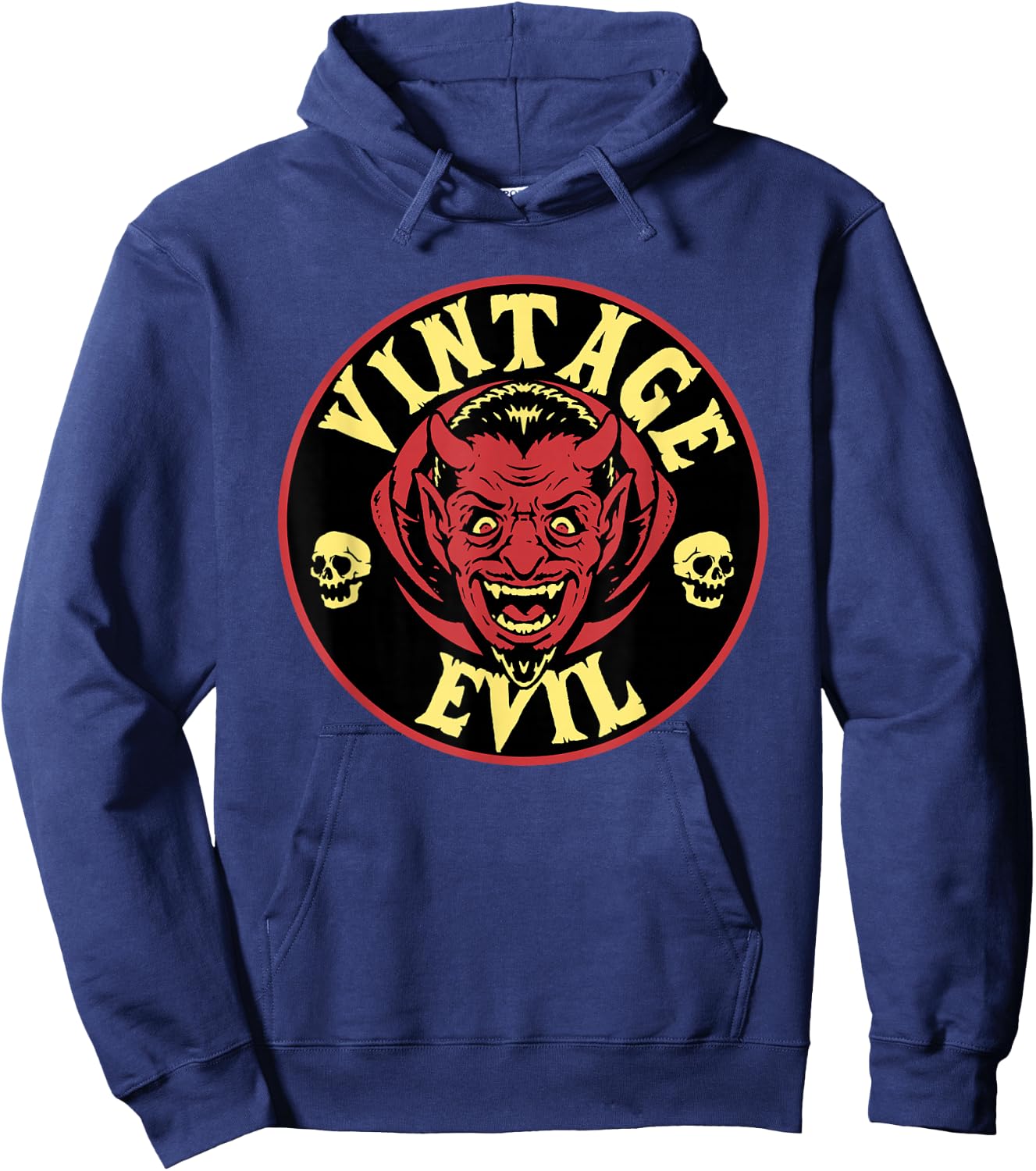 Vintage Evil Retro Halloween Horror Punk Rock Devil Hoodie - Hoodie | Navy