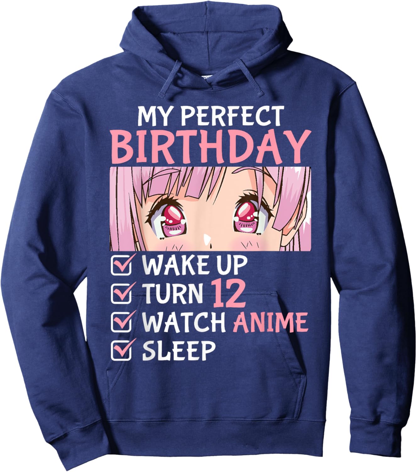 12th Birthday Watch Anime 12 Years Old Anime Teen Girls Hoodie - Hoodie | Navy