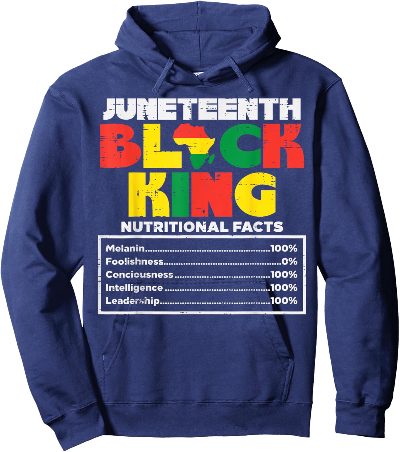 Juneteenth Black King Melanin June 19th 1865 African Dad Men Hoodie - Hoodie | Navy