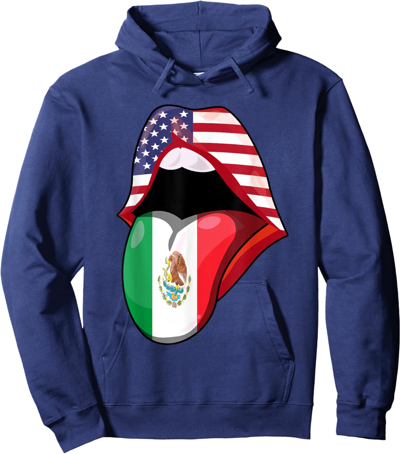 Mexican Women Roots American Grown Lips Flag USA Mexico Hoodie - Hoodie | Navy