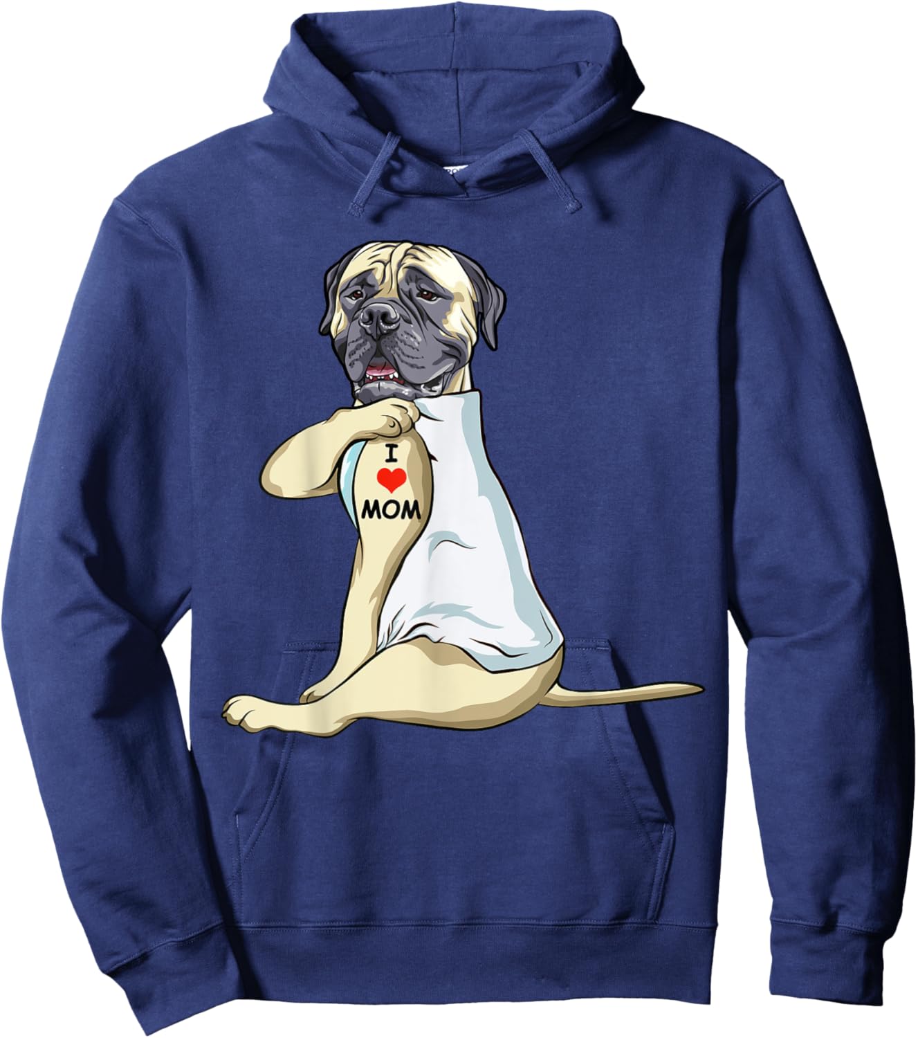 I Love Mom Tattoo English Mastiff Mom Dog Lover Women Hoodie - Hoodie | Navy