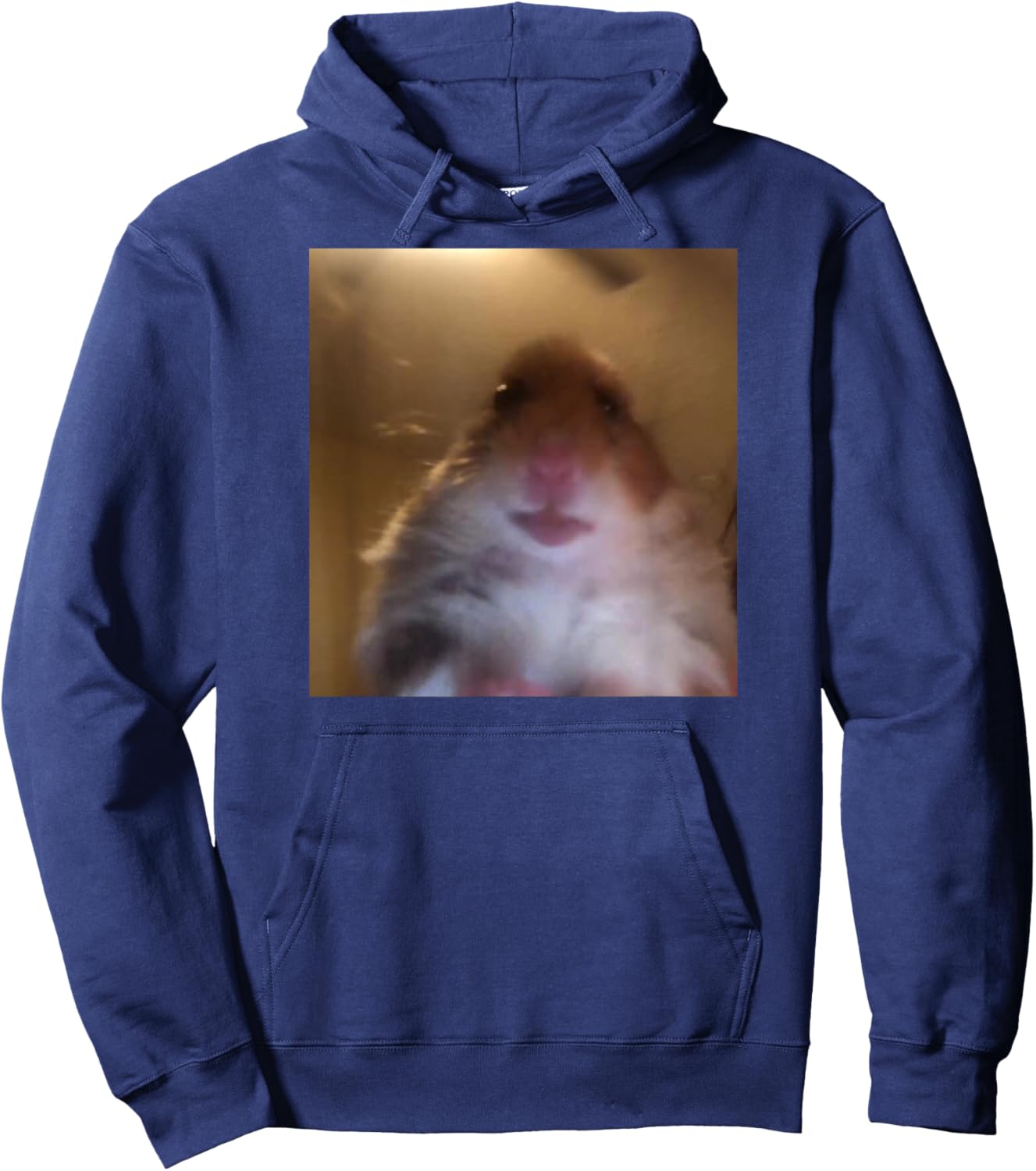 Hamster stares into the front camera I Internet Hamster Meme Hoodie - Hoodie | Navy