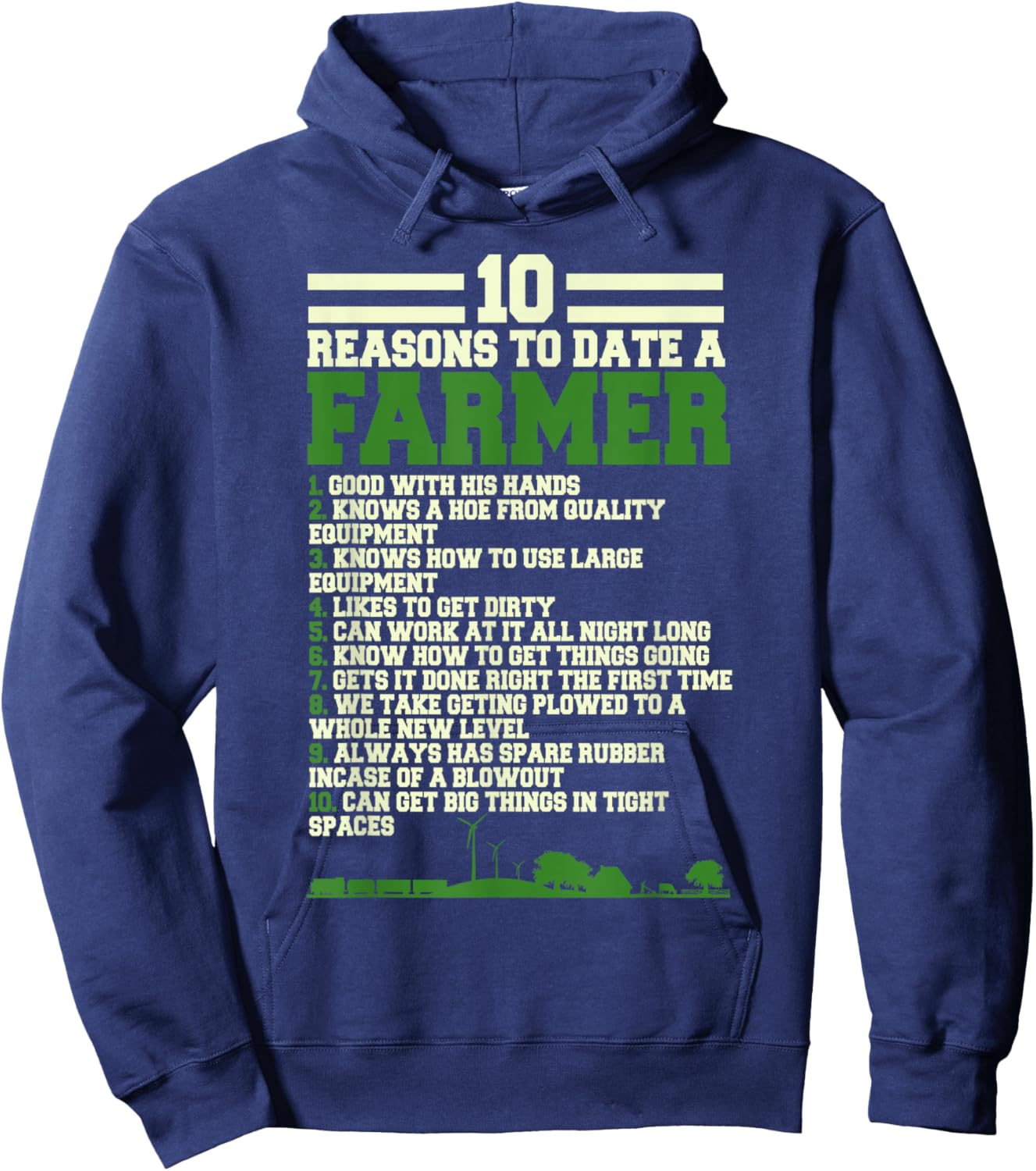 10 Reasons to date a Farmer, Funny Farming Humor Hoodie - Hoodie | Navy
