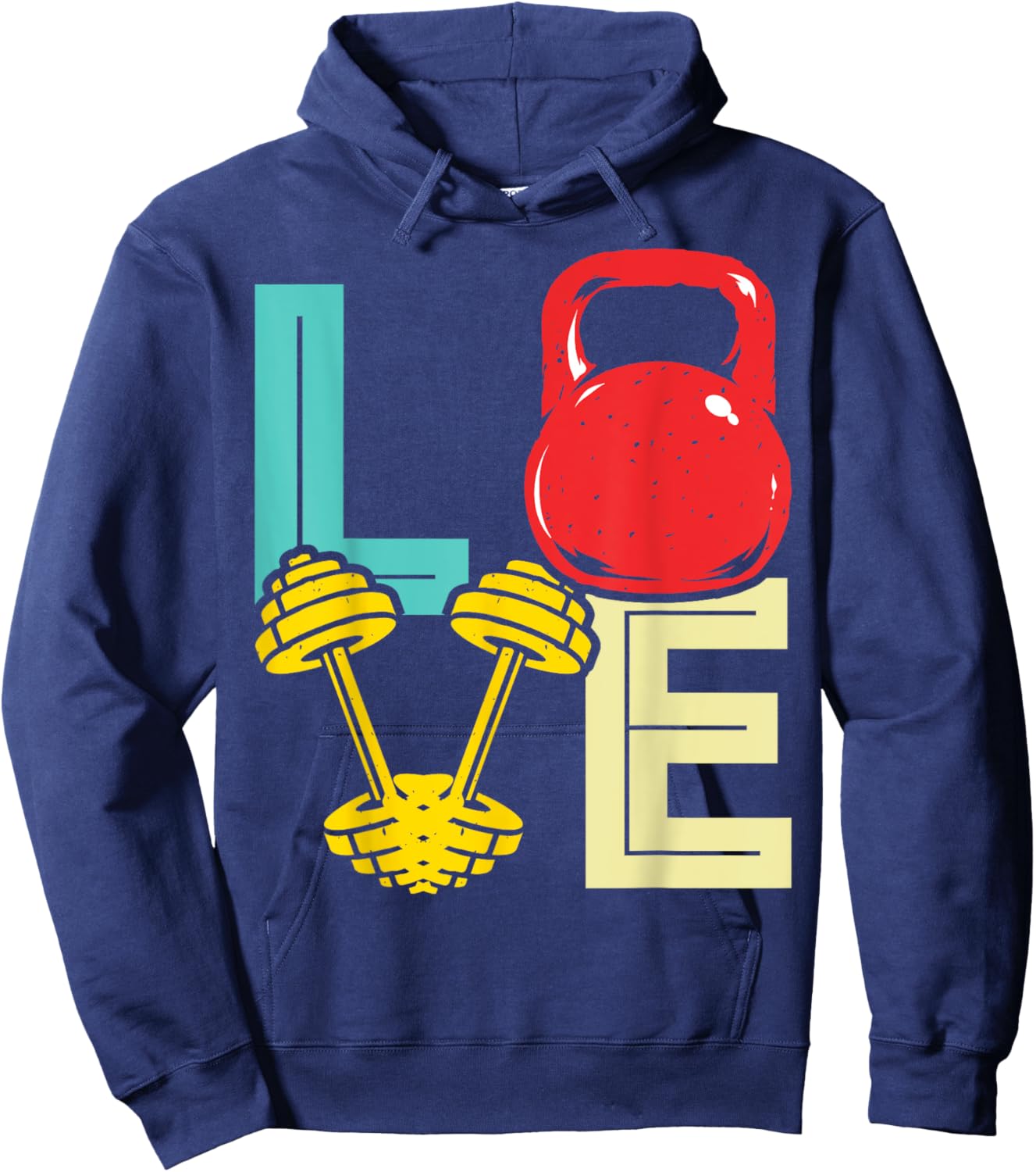 Love Weightlifting Funny Valentine's Day Vintage Fitness Gym Hoodie - Hoodie | Navy
