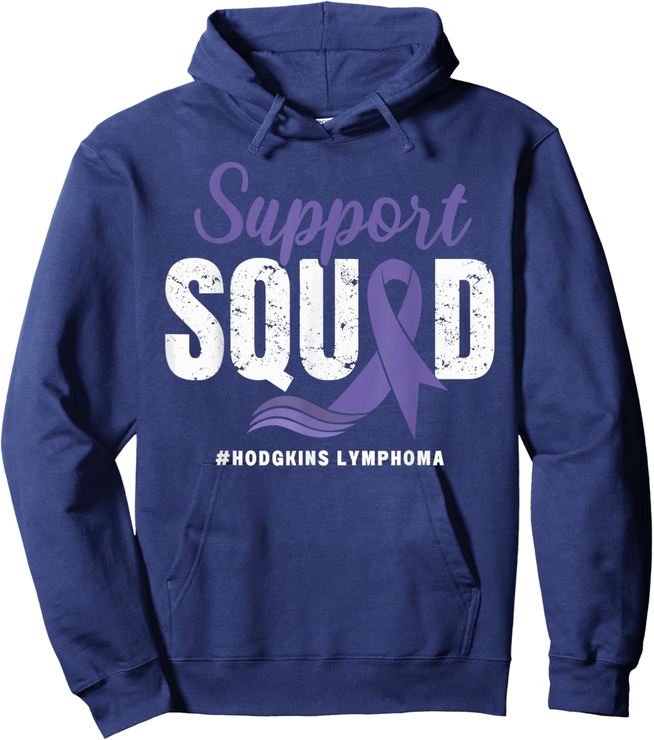 Hodgkins Lymphoma Support Squad Wear Purple Awareness Ribbon Hoodie - Hoodie | Navy