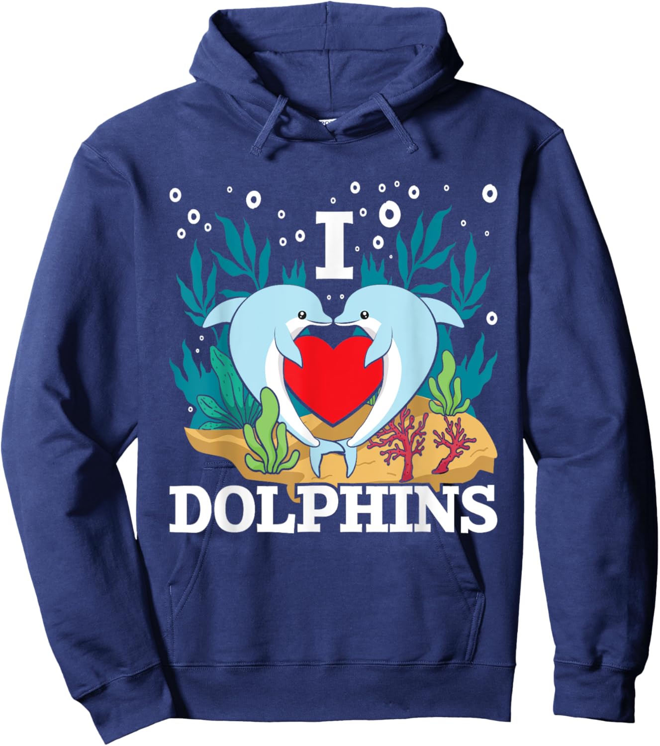 I Love Dolphins - Dolphin Lover Zookeeper Marine Biologist Hoodie - Hoodie | Navy