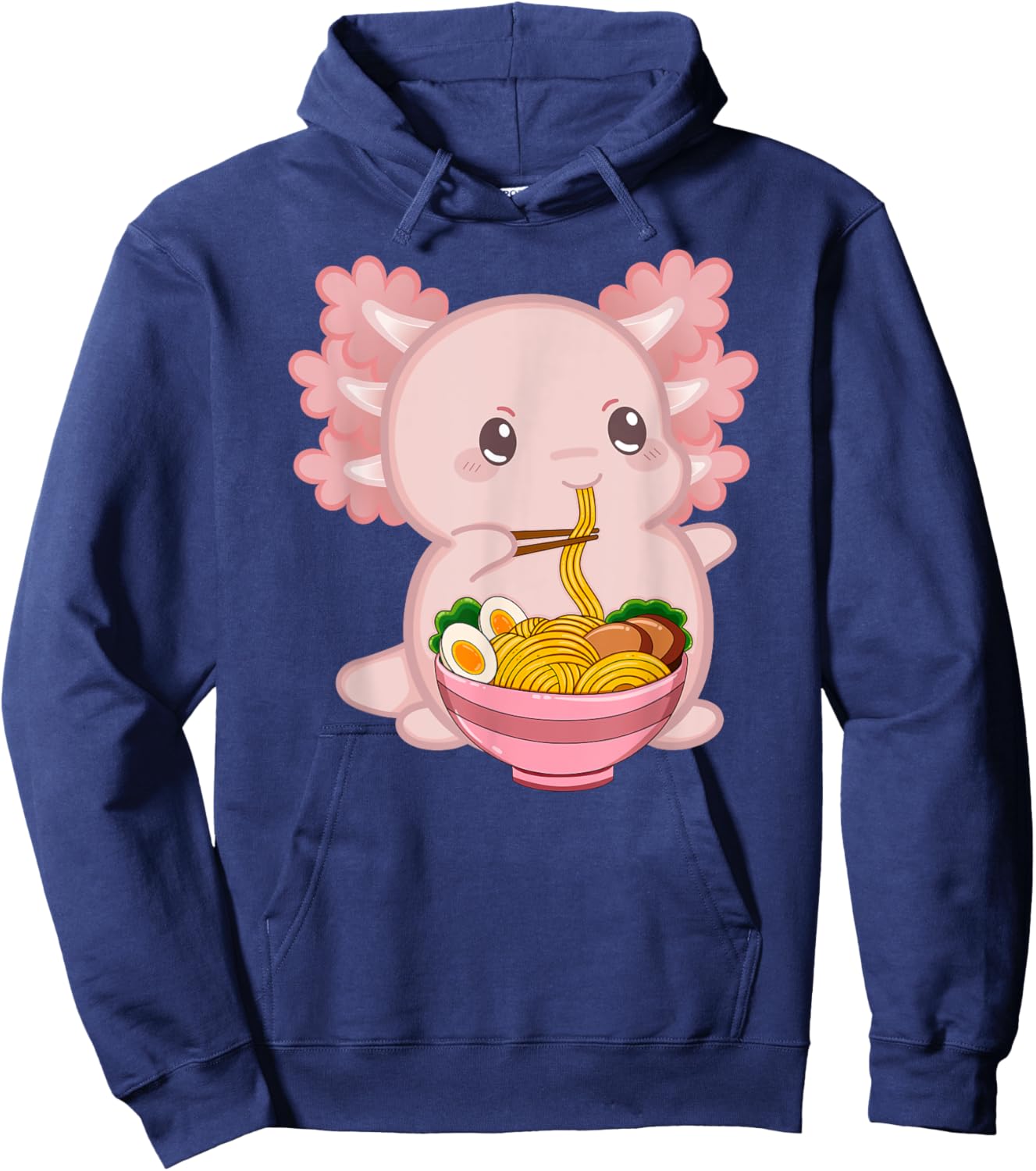 Cute Anime Merch & Kawaii Stuff For Girls Or Kids Kawaii Axolotl Ramen Noodles Teen Girls Kids Japanese Anime Hoodie - Hoodie | Navy