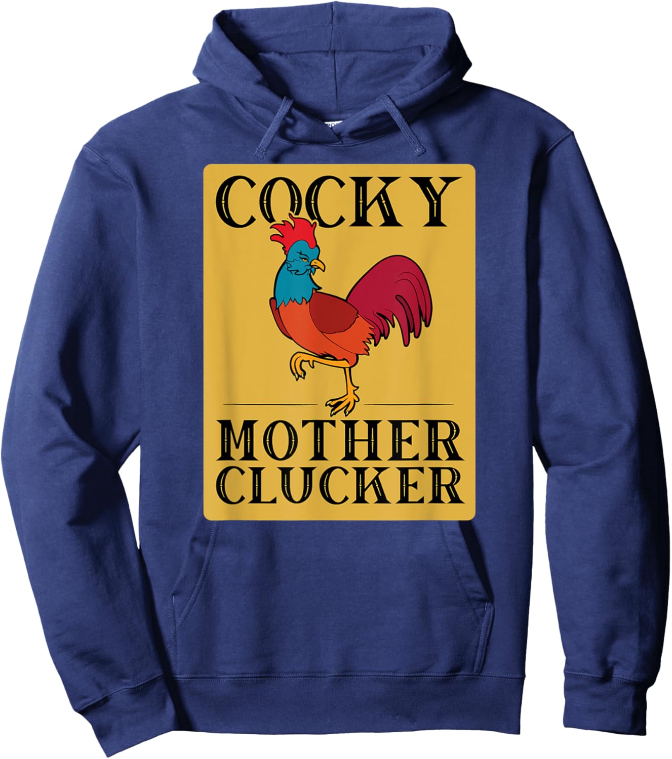 Funny Chicken Graphic - Vintage Cocky Mother Clucker Hoodie - Hoodie | Navy