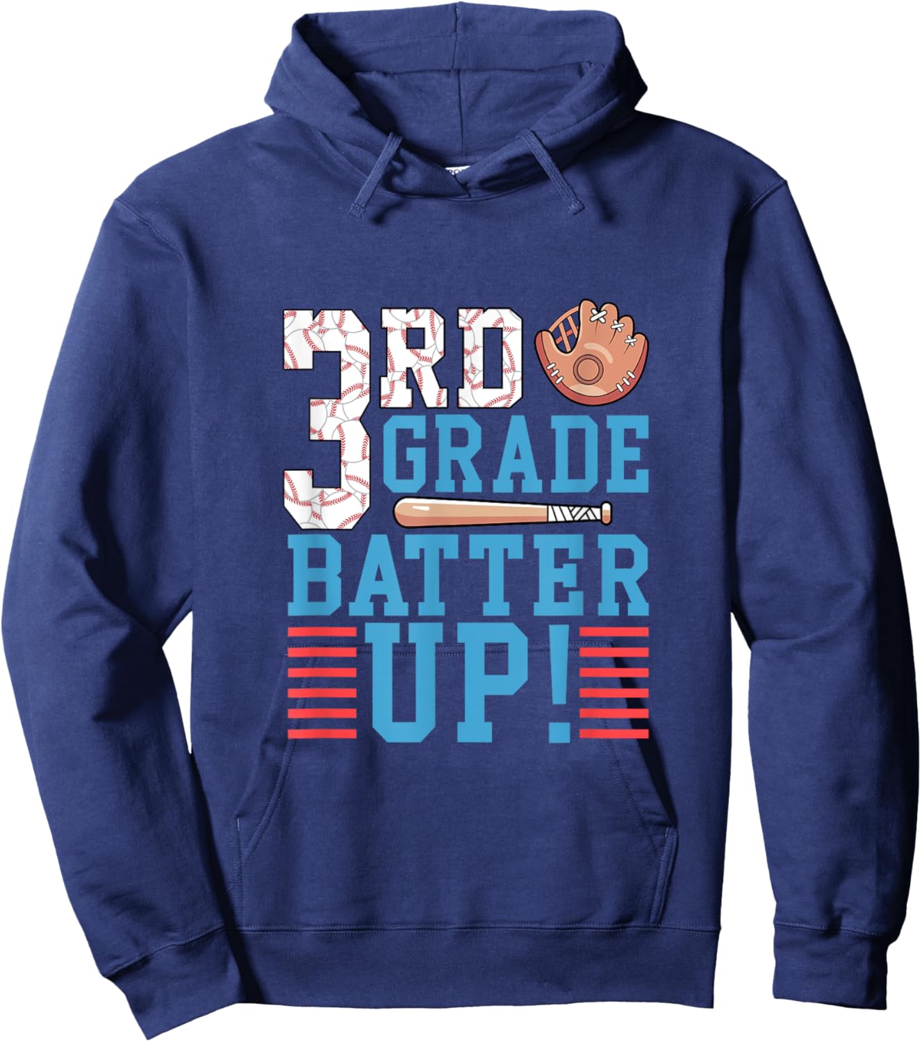3rd Grade Back To School Shirt 3rd Grade Batter Up Baseball Hoodie - Hoodie | Navy