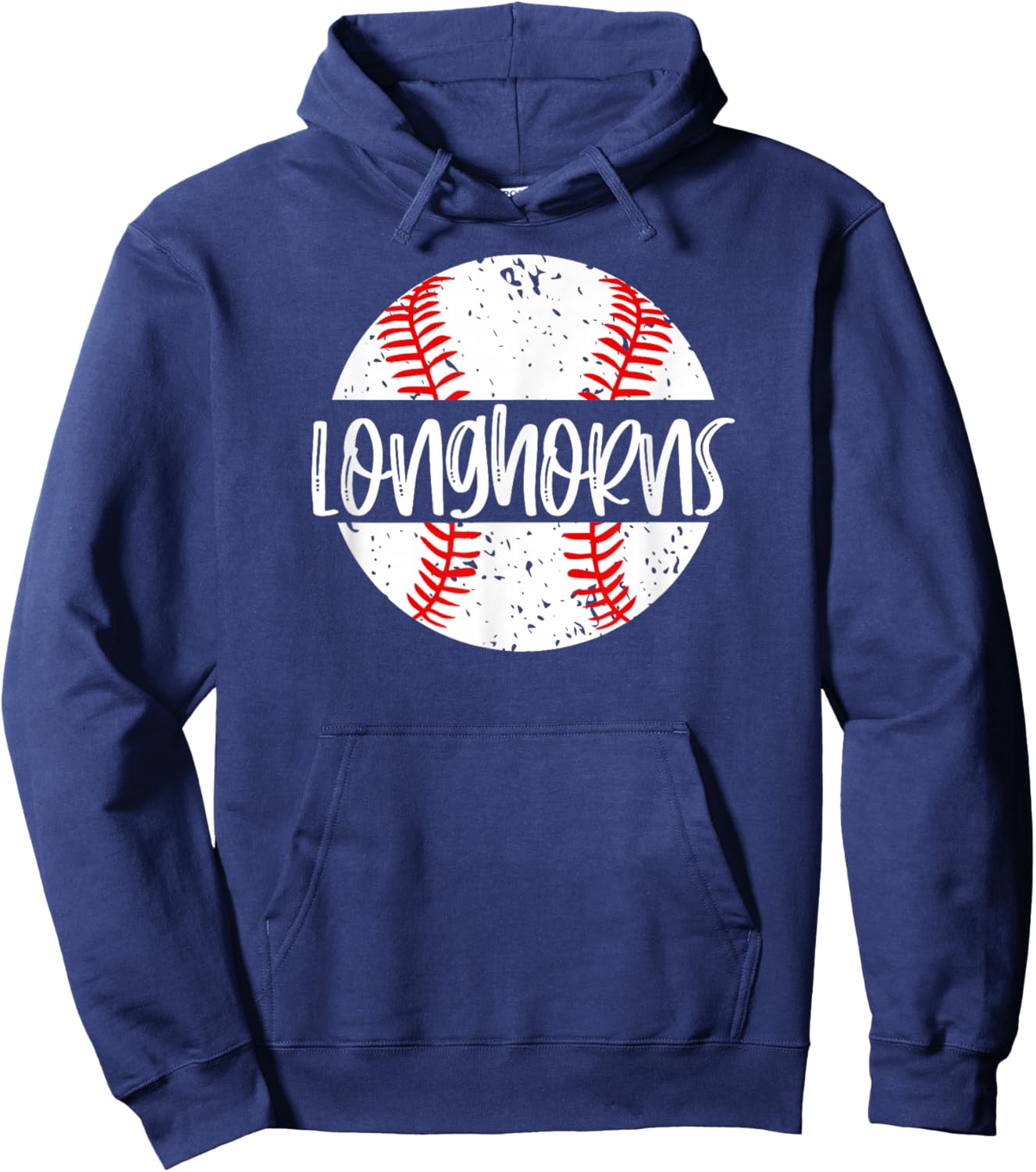 Longhorns Baseball Team Mascot School Spirit Game Day Hoodie - Hoodie | Navy