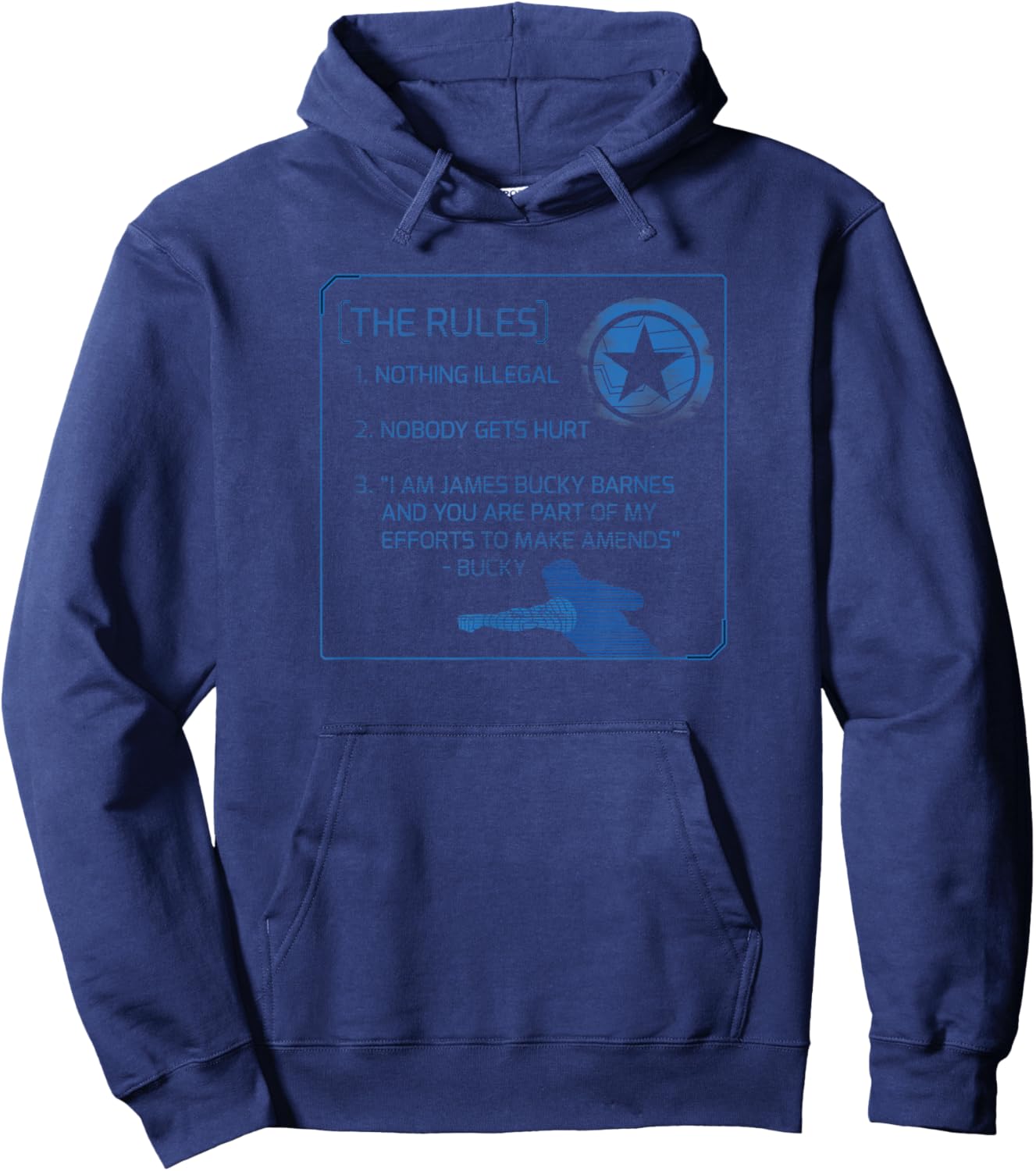 Marvel The Falcon and The Winter Soldier Bucky Barnes Rules Hoodie - Hoodie | Navy
