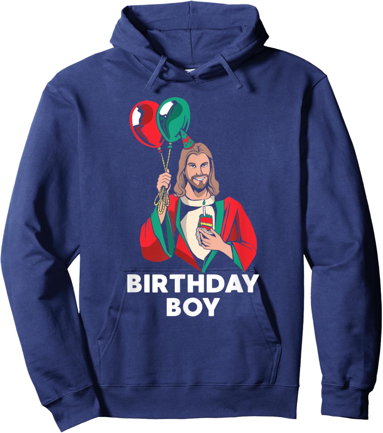 Birthday Boy Jesus Christ Santa Hat Christmas Christian Hoodie - Hoodie | Navy