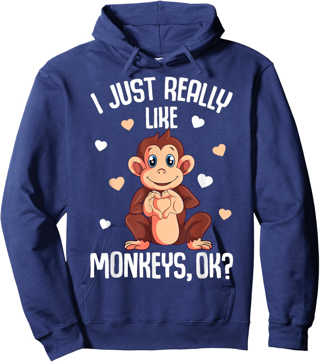 I Just Really Like Monkeys Kids Girls Women Monkey Hoodie - Hoodie | Navy
