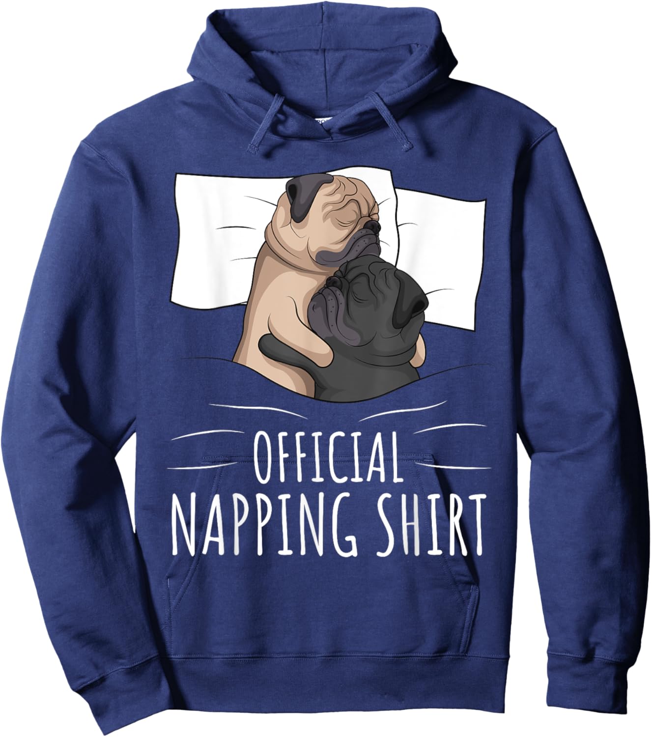 Sleeping Pug Lover Dog Official Napping Men Women Girls Kids Hoodie - Hoodie | Navy