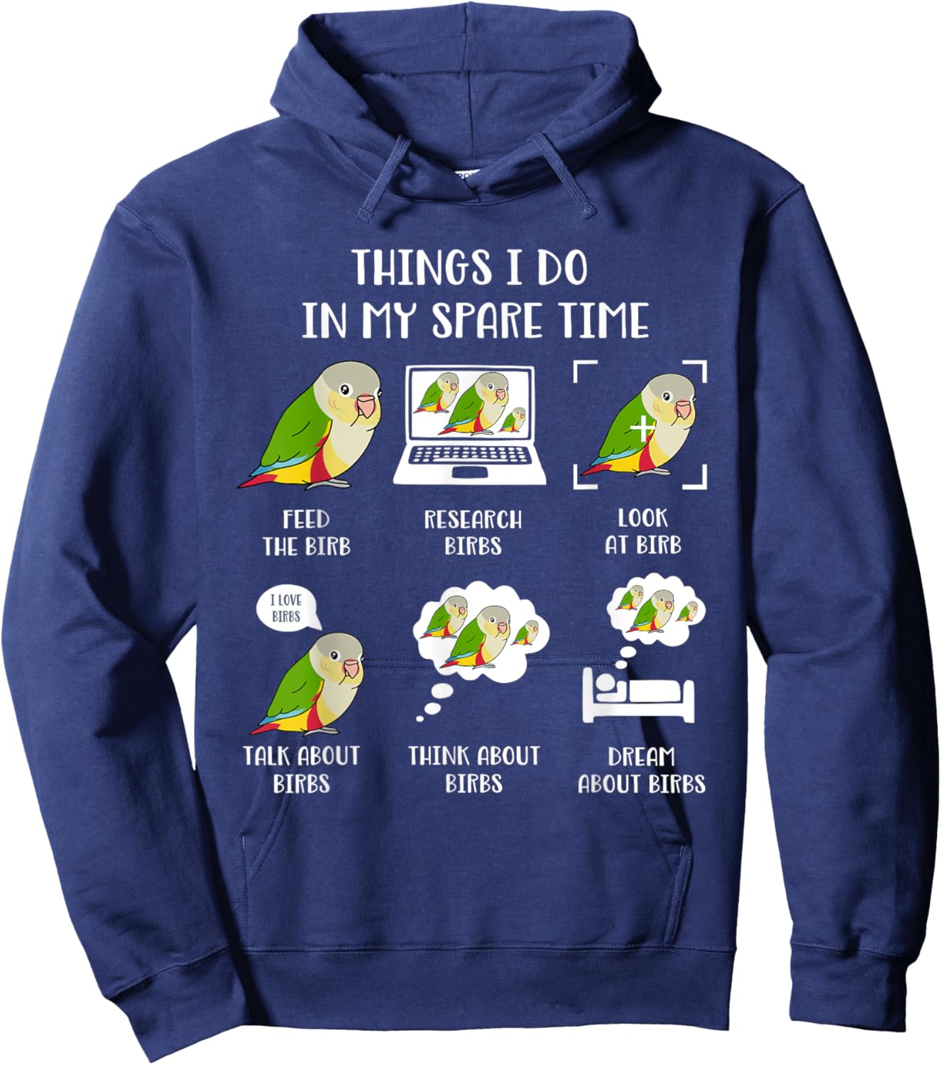 Things I do in my Spare Time Parrot Chubby Pineapple Conure Hoodie - Hoodie | Navy