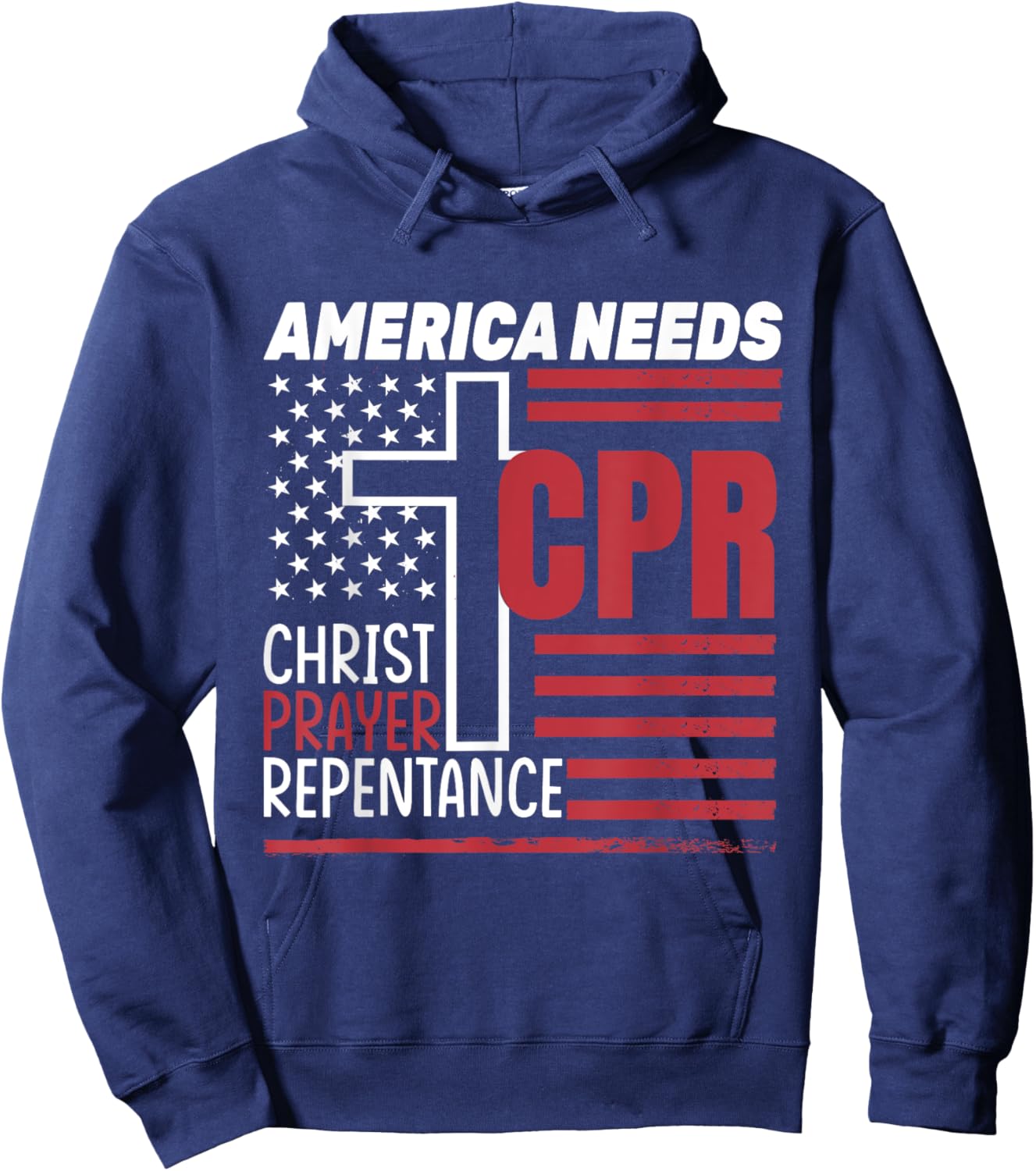 America Needs CPR: Christ, Prayer, Repentance Hoodie - Hoodie | Navy