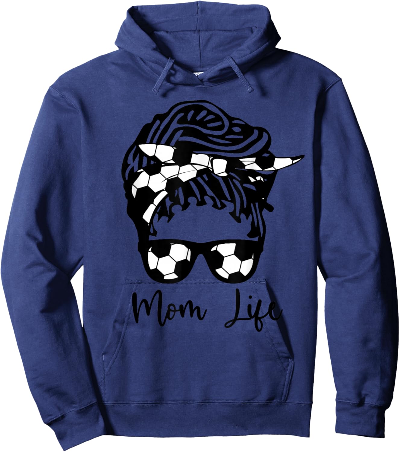 Soccer Mom African American Mom Life Messy Bun Locs Hair Hoodie - Hoodie | Navy
