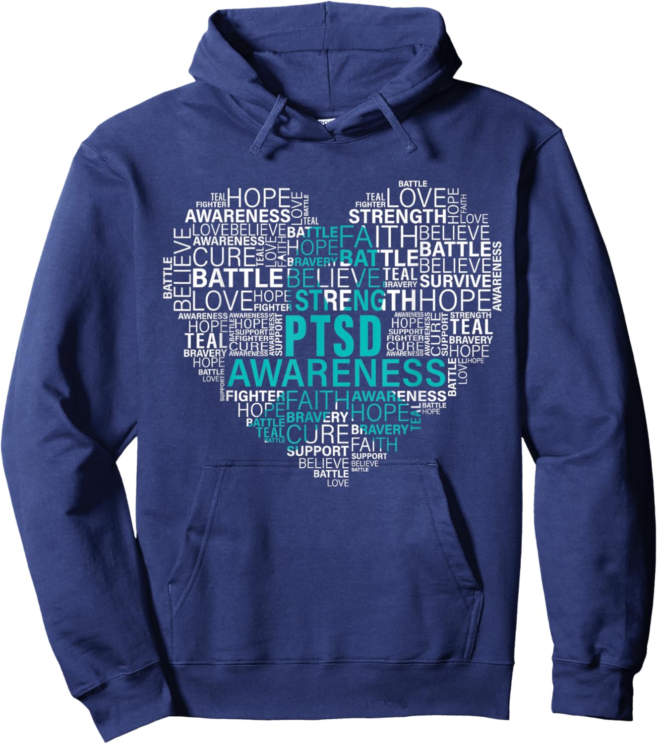 PTSD Awareness Fightining Hope Support Strong Warrior Hoodie - Hoodie | Navy