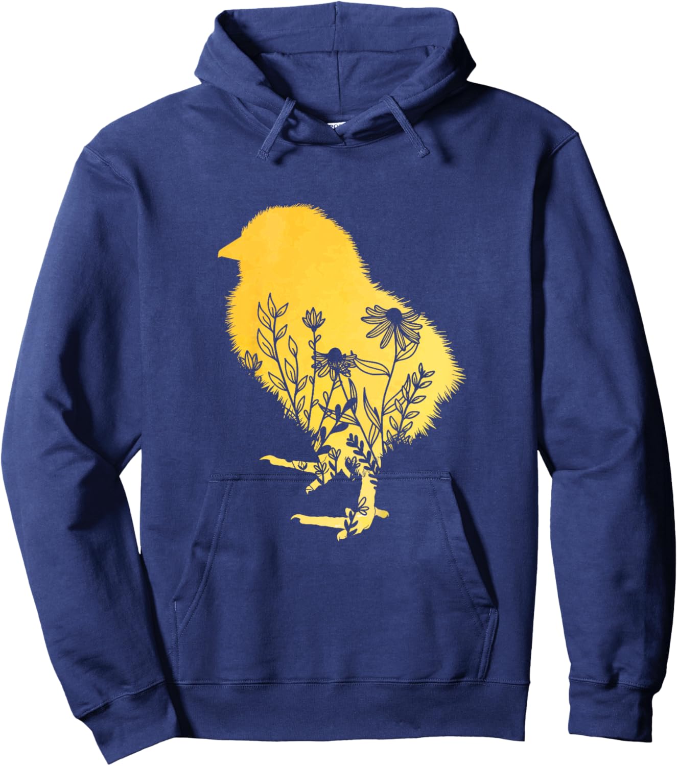 Kids Girls Chick Floral Toddler Easter Baby Chicken Cute Flower Hoodie - Hoodie | Navy