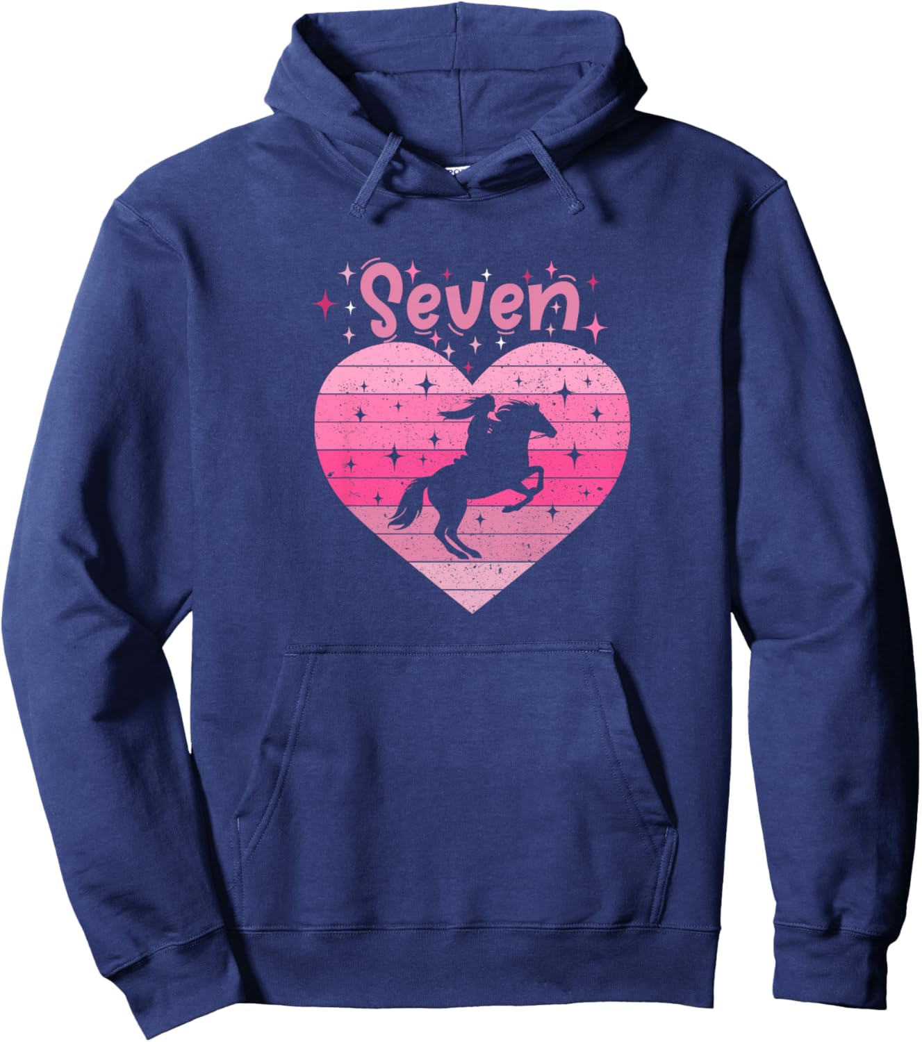 Kids Girl I Am 7 Years age Horse Riding seventh 7th Birthday Hoodie - Hoodie | Navy