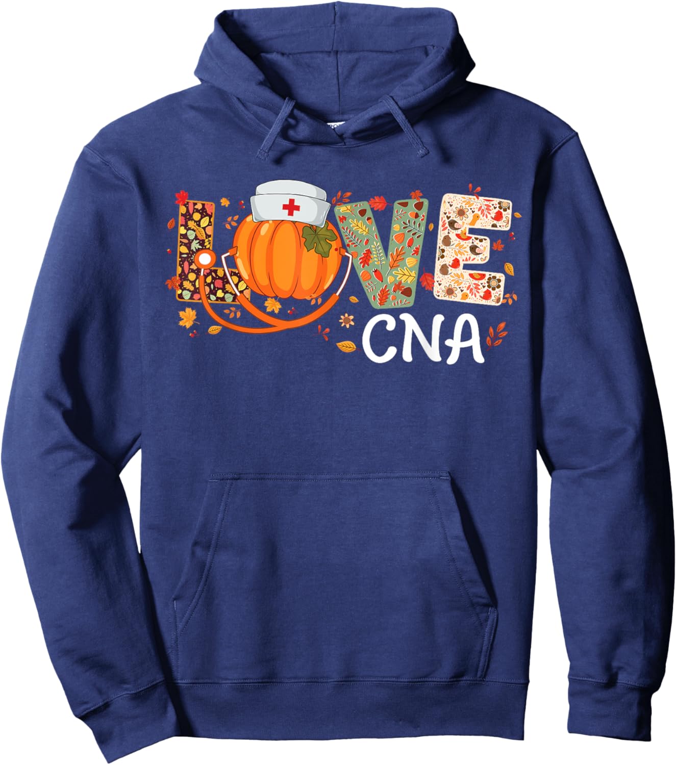 Love CNA Pumpkin Autumn Fall Nursing Thanksgiving Hoodie - Hoodie | Navy