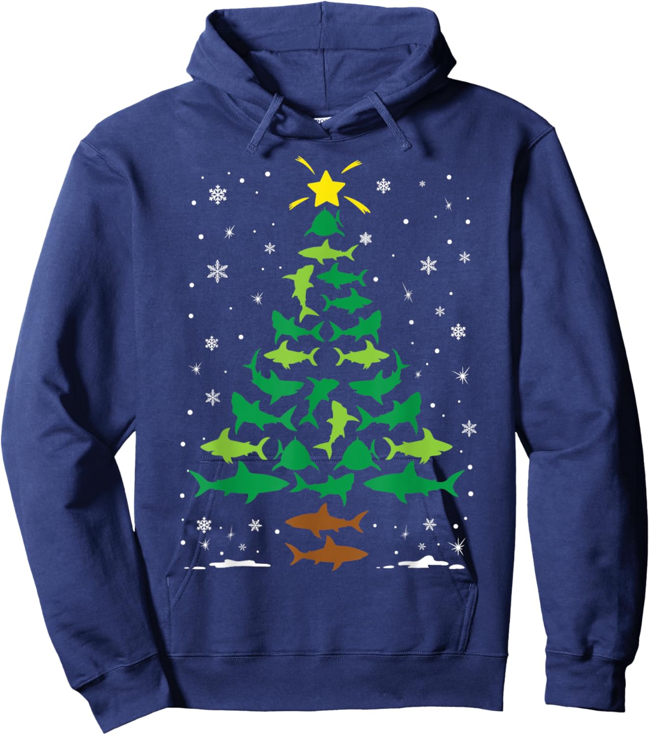 Shark Ocean Lovers Holiday Family Matching Christmas Tree Hoodie - Hoodie | Navy
