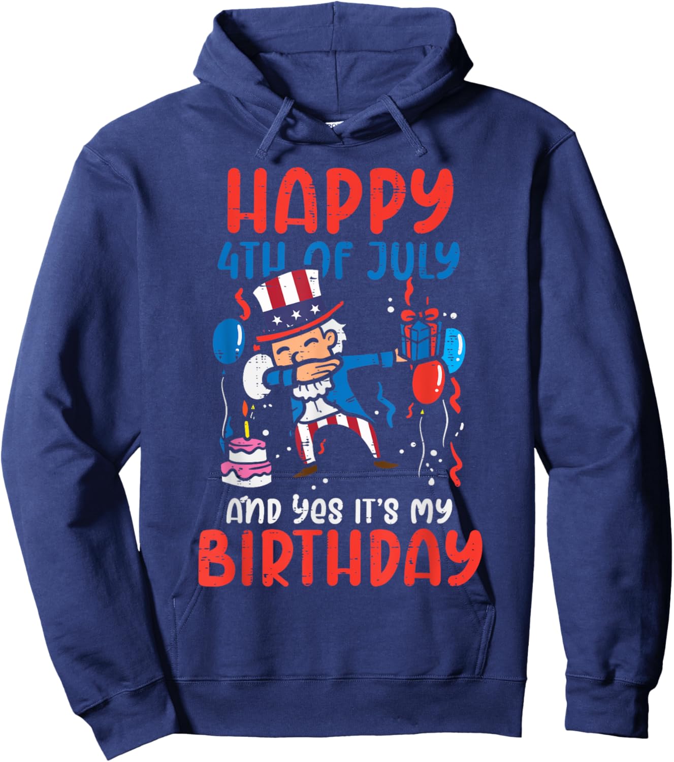 Happy 4th Of July Birthday Uncle Sam Dab Patriot Boys Kid Hoodie - Hoodie | Navy