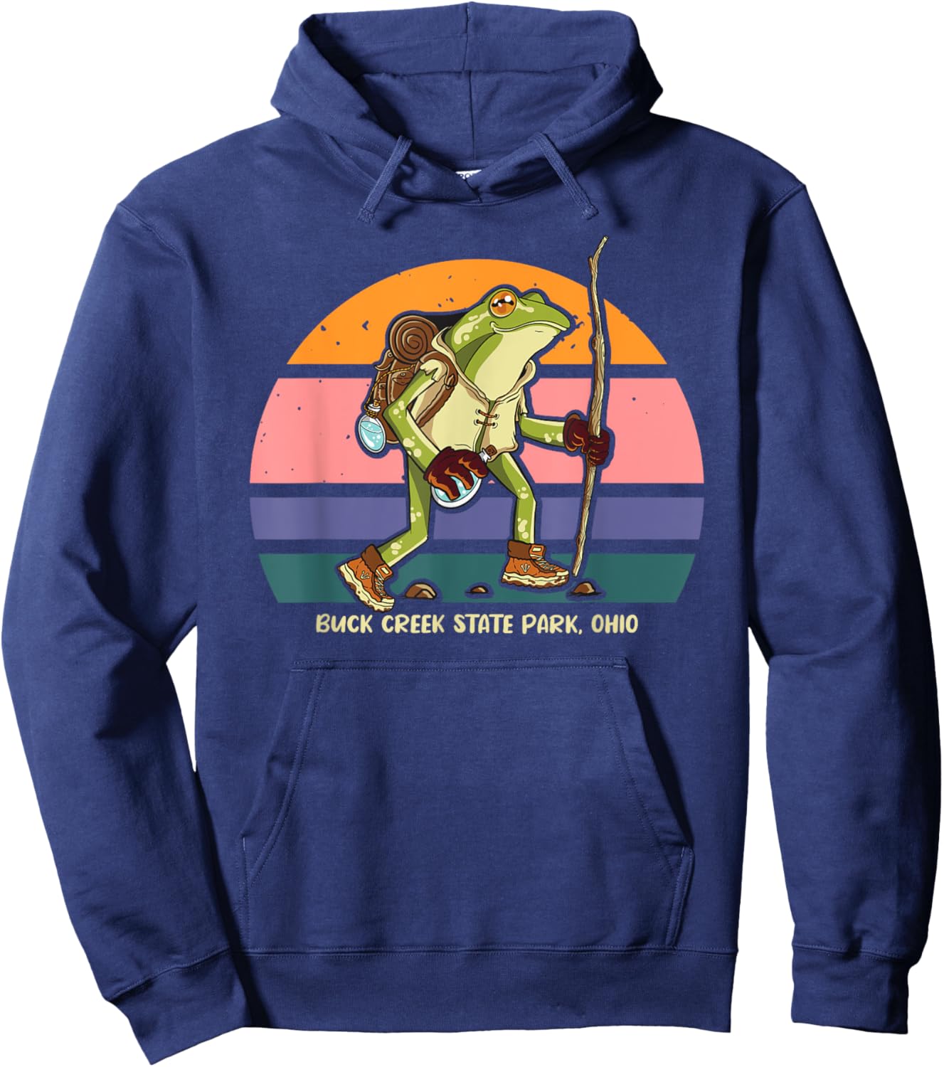 Buck Creek State Park Ohio Hiking Walking Frog Hoodie - Hoodie | Navy