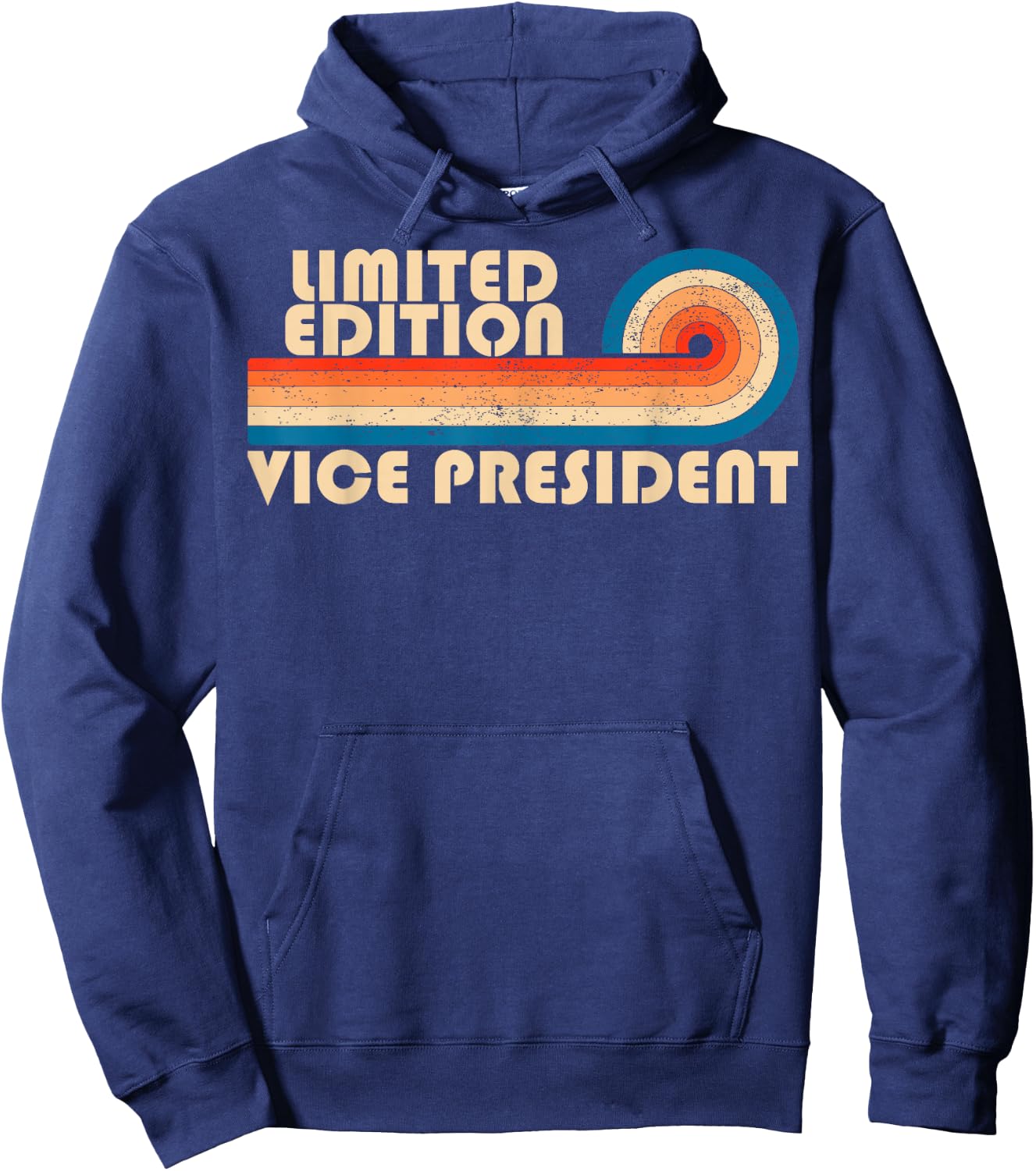 Vice President Retro 70s 80s Sunset Stripe Hoodie - Hoodie | Navy