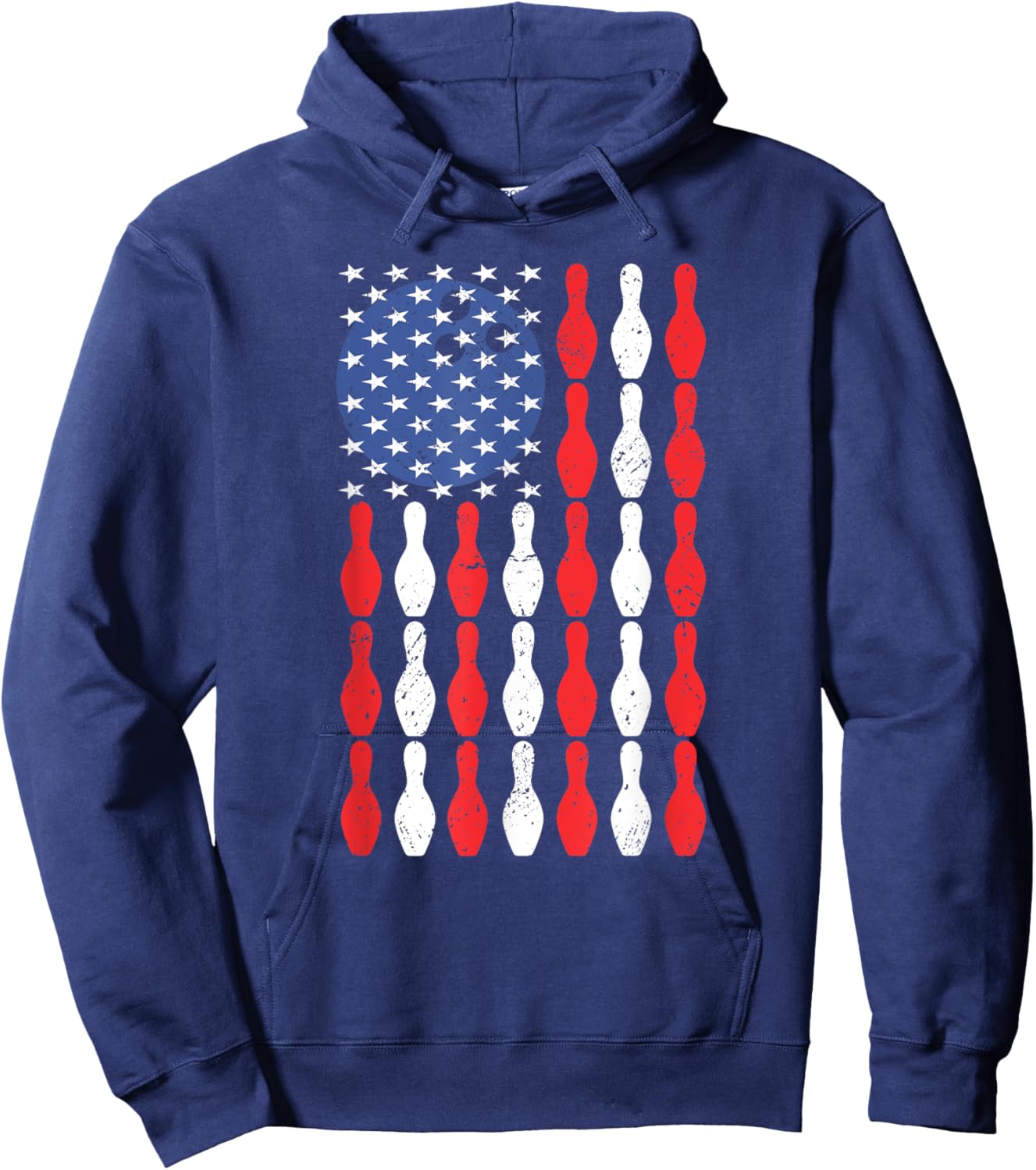 Patriotic USA Bowler Player Lover Team American Flag Bowling Kids Men Hoodie - Hoodie | Navy