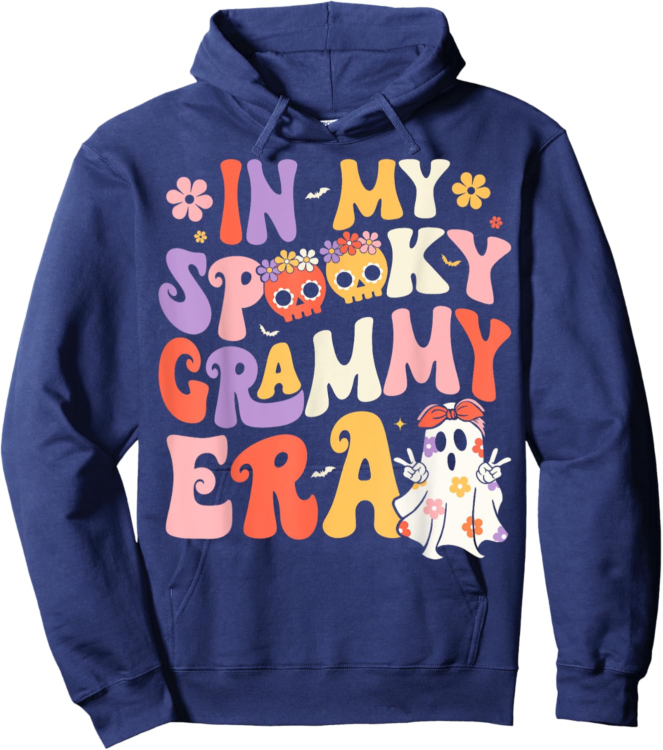 In My Spooky Grammy Era Groovy Ghost Halloween Grandma Hoodie - Hoodie | Navy