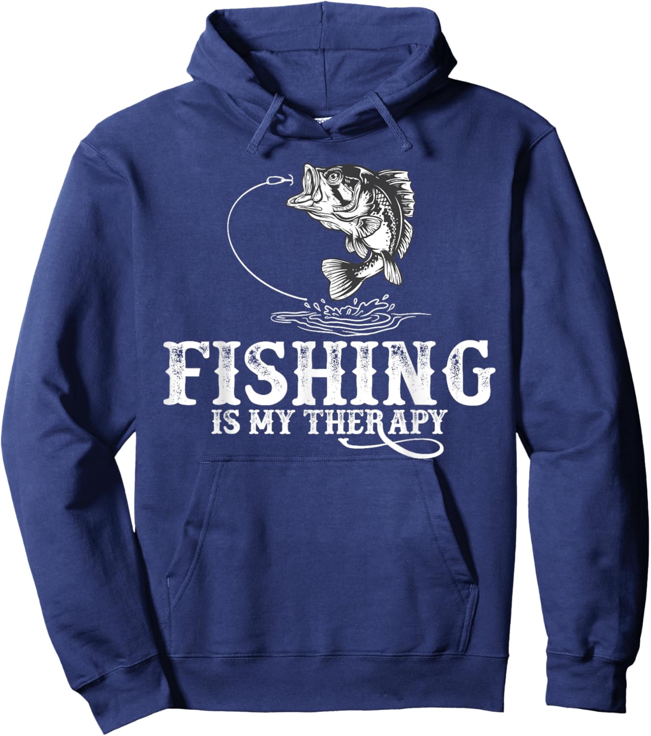Fishing is My Therapy Funny Fishermen Hoodie - Hoodie | Navy