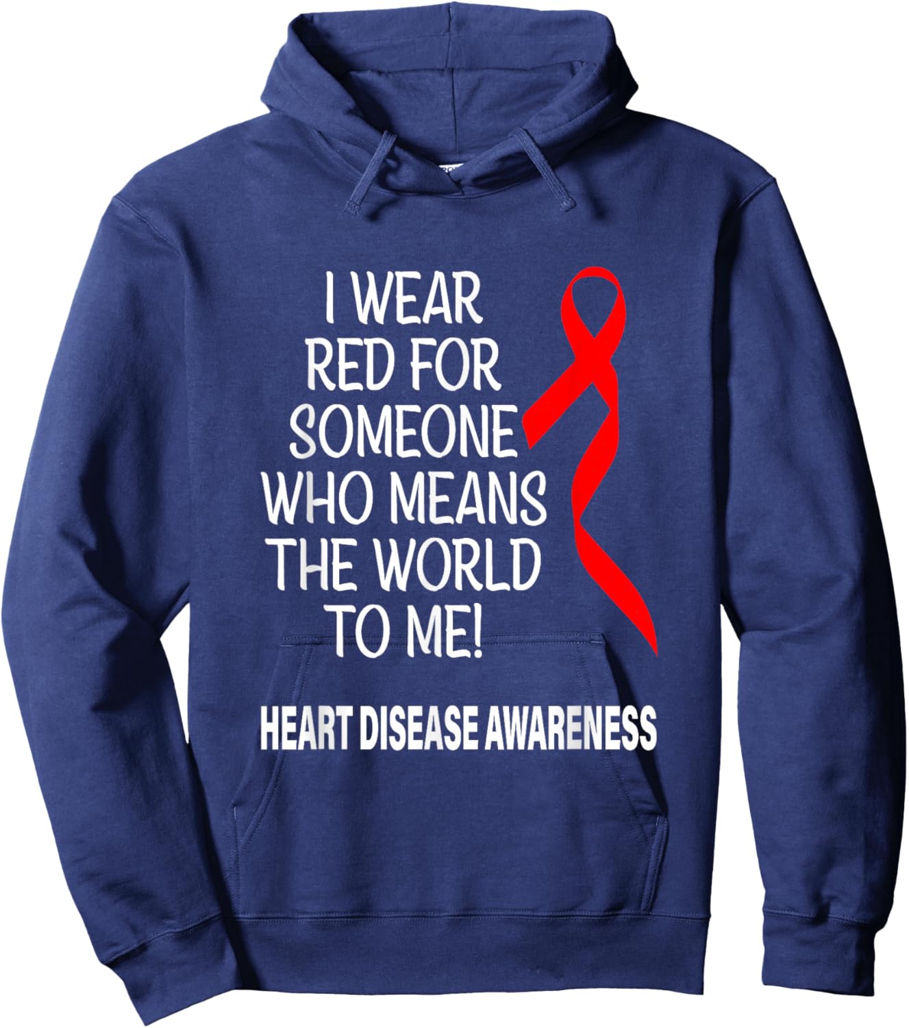 Wear Red For Someone Heart Disease Awareness Graphic Hoodie - Hoodie | Navy