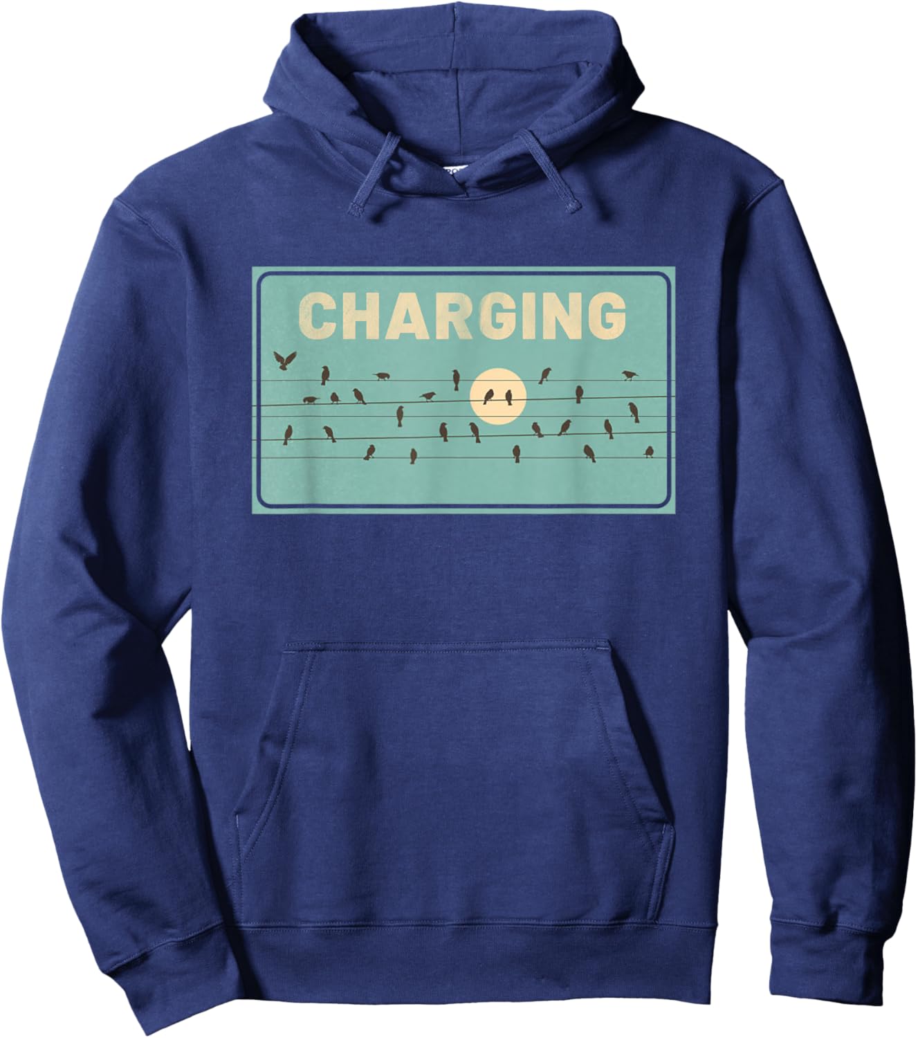 Birds Charging on Powerlines Hoodie - Hoodie | Navy