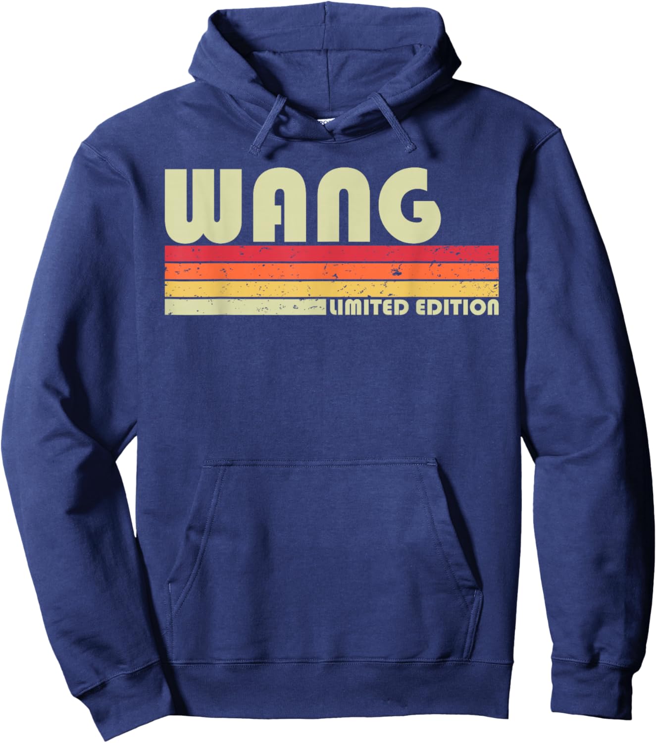 WANG Surname Funny Retro Vintage 80s 90s Birthday Reunion Hoodie - Hoodie | Navy