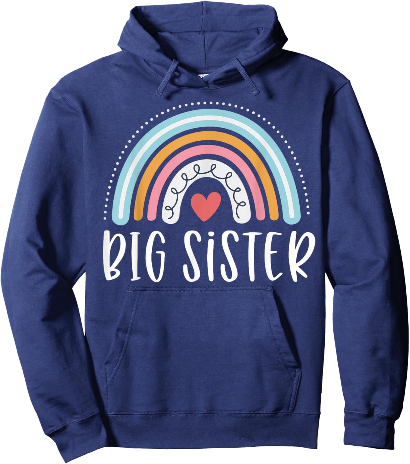 Big Sister Gifts Sibling Family Rainbow Graphic Hoodie - Hoodie | Navy
