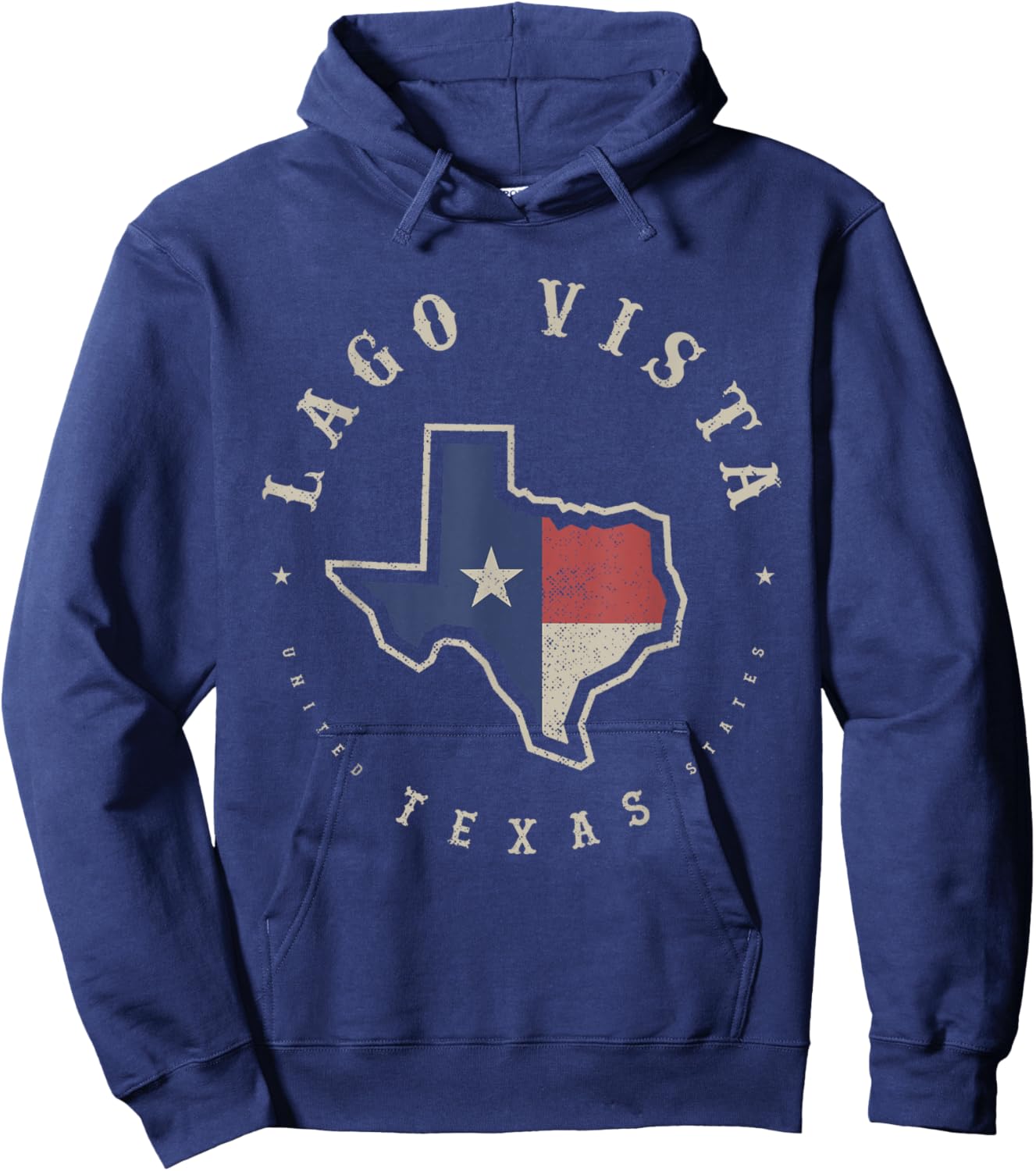 Vintage Lago Vista Texas State Flag Map Souvenir Gift Hoodie - Hoodie | Navy