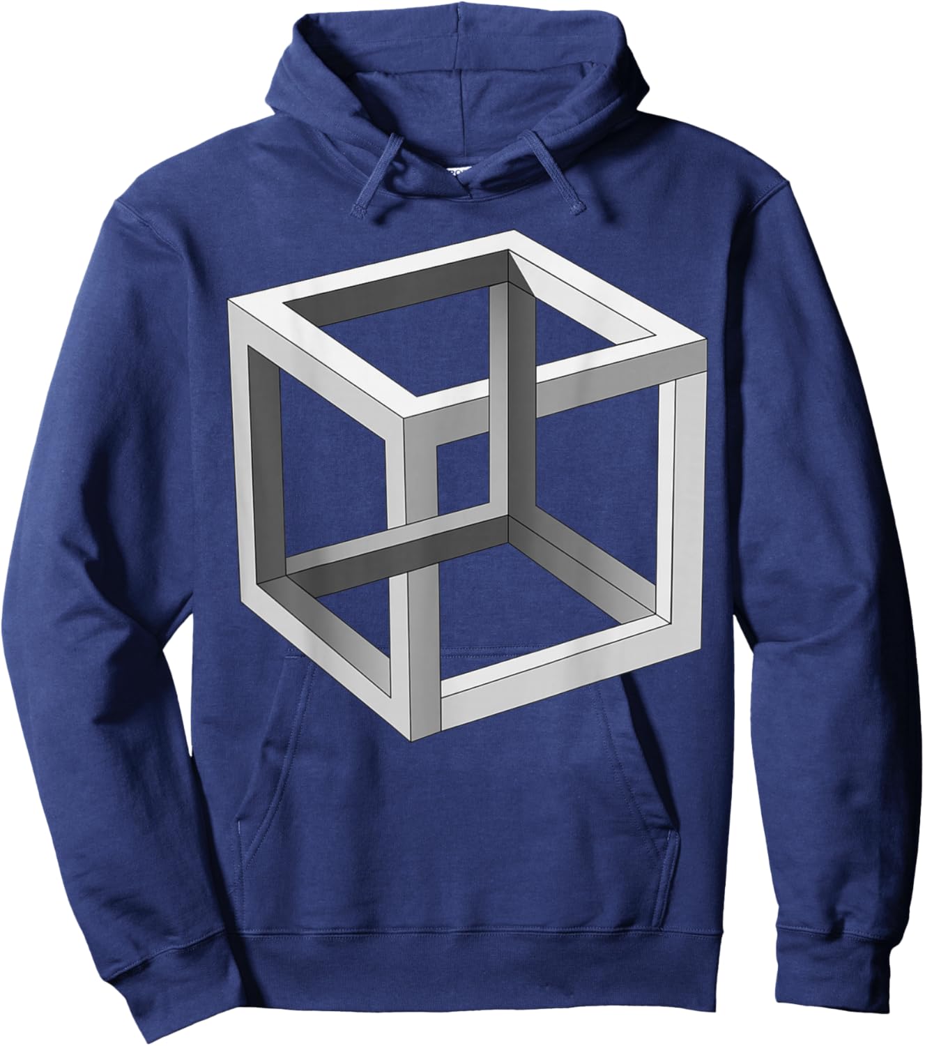 3D Geometric Cube Impossible Brain Bender Eye Trick Gift Hoodie - Hoodie | Navy