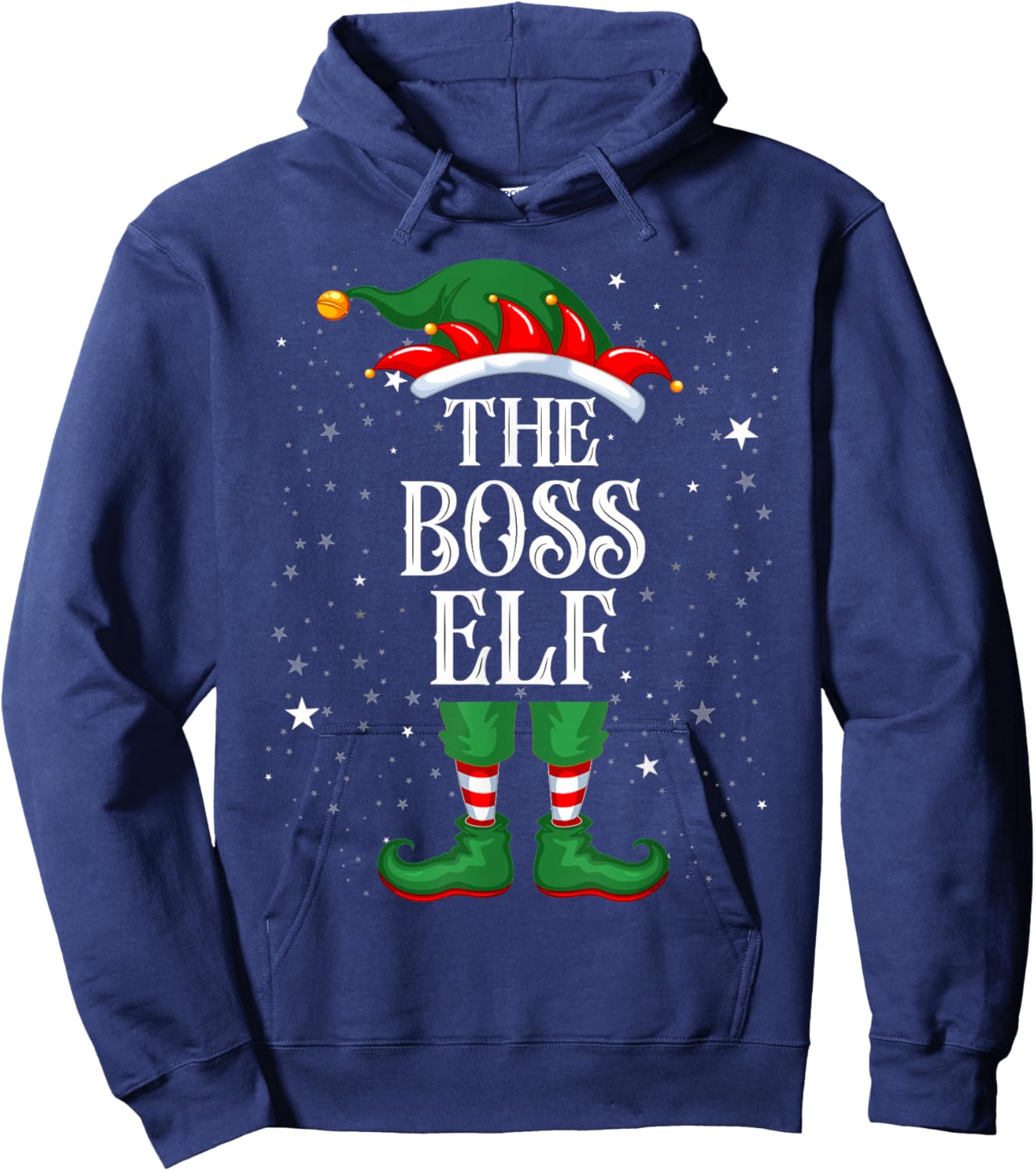 Christmas Elf Matching Family Group Funny The Boss Elf Hoodie - Hoodie | Navy