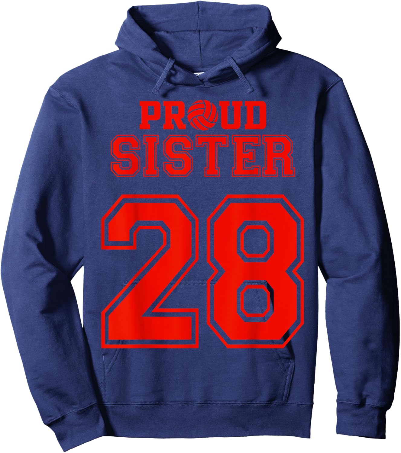 Proud Volleyball Sister Number 28 R Hoodie - Hoodie | Navy